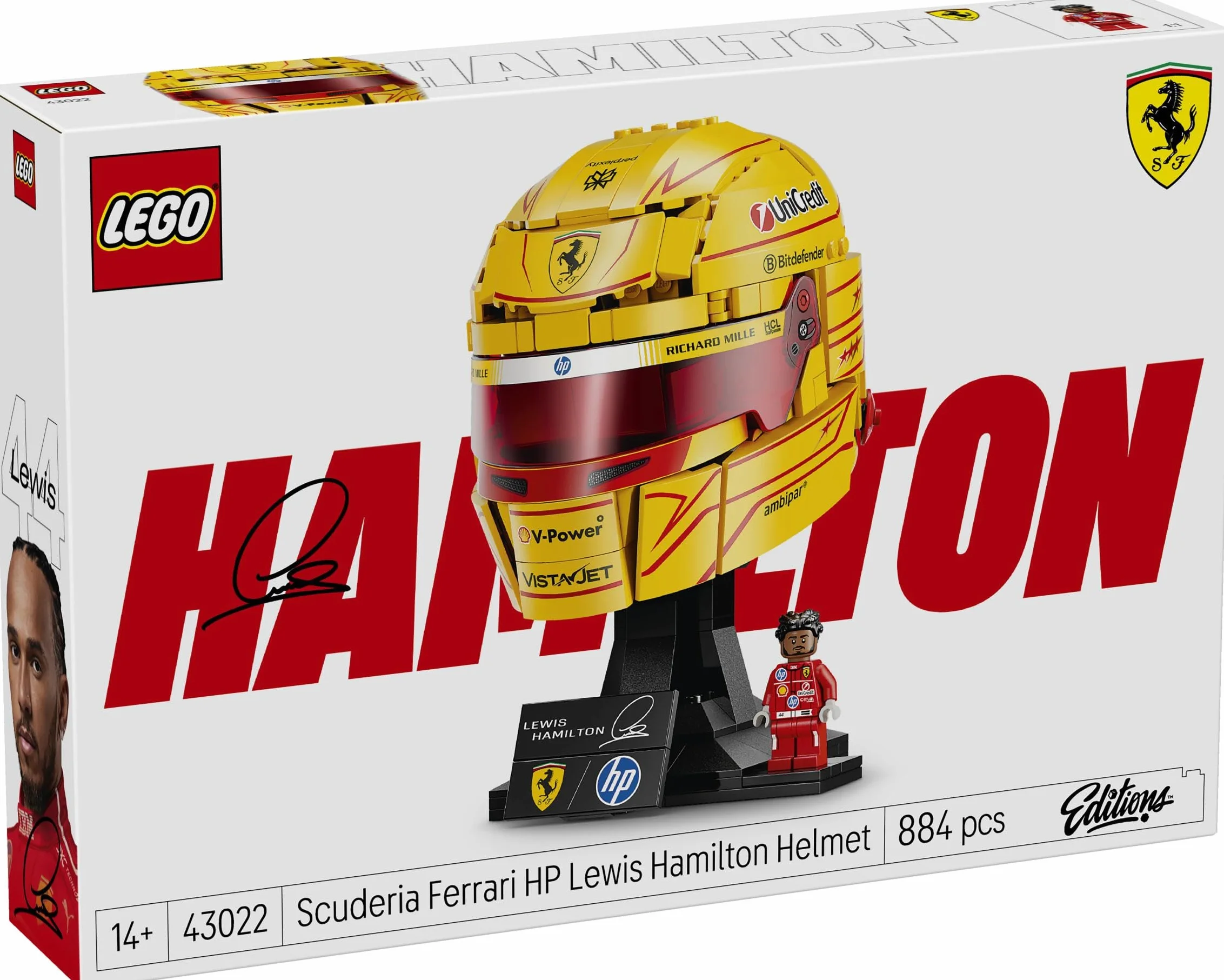 LEGO Scuderia Ferrari HP Casque Lewis Hamilton 43022 Maquette F1 Minifigurine Collector Cadeau 14 Ans Adulte