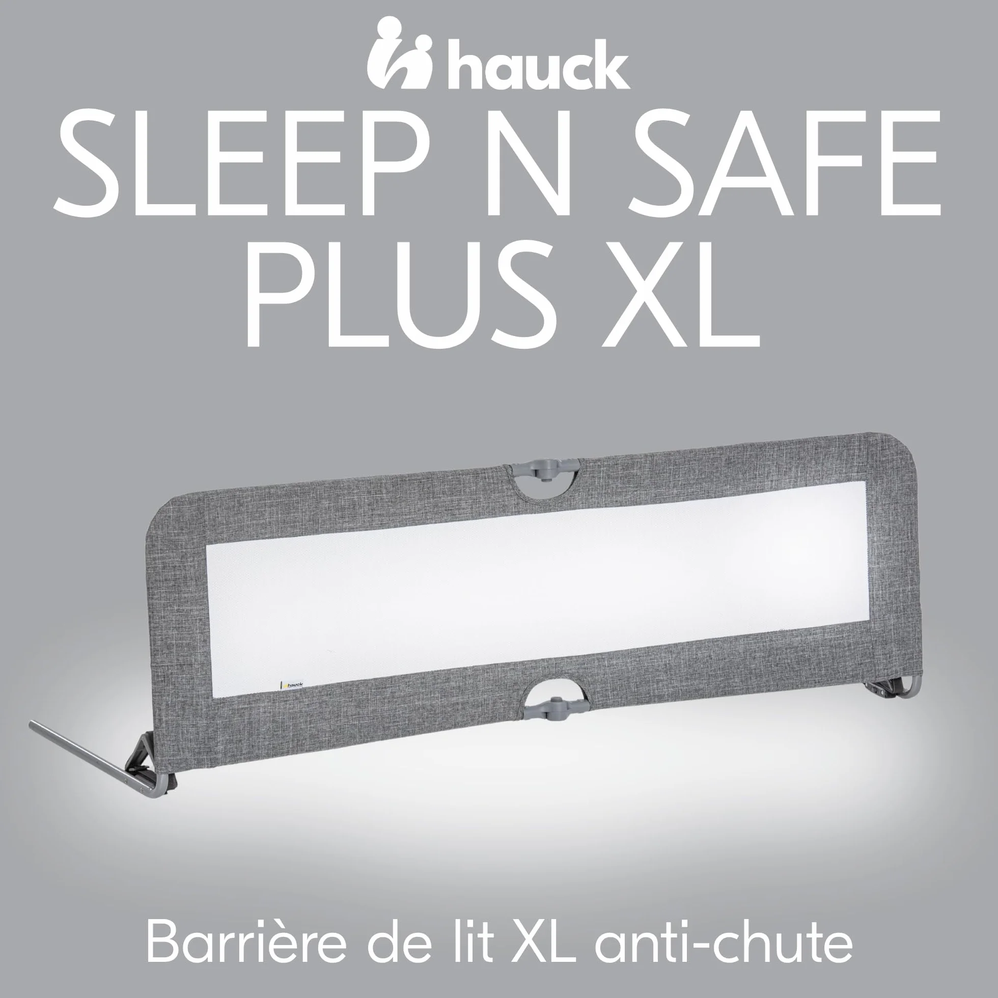 hauck Barriere de Securite Enfant Lit Sleep N Safe Plus XL 150x50x44 cm Protection Lit Enfant Portable Amovible Pliable Gris