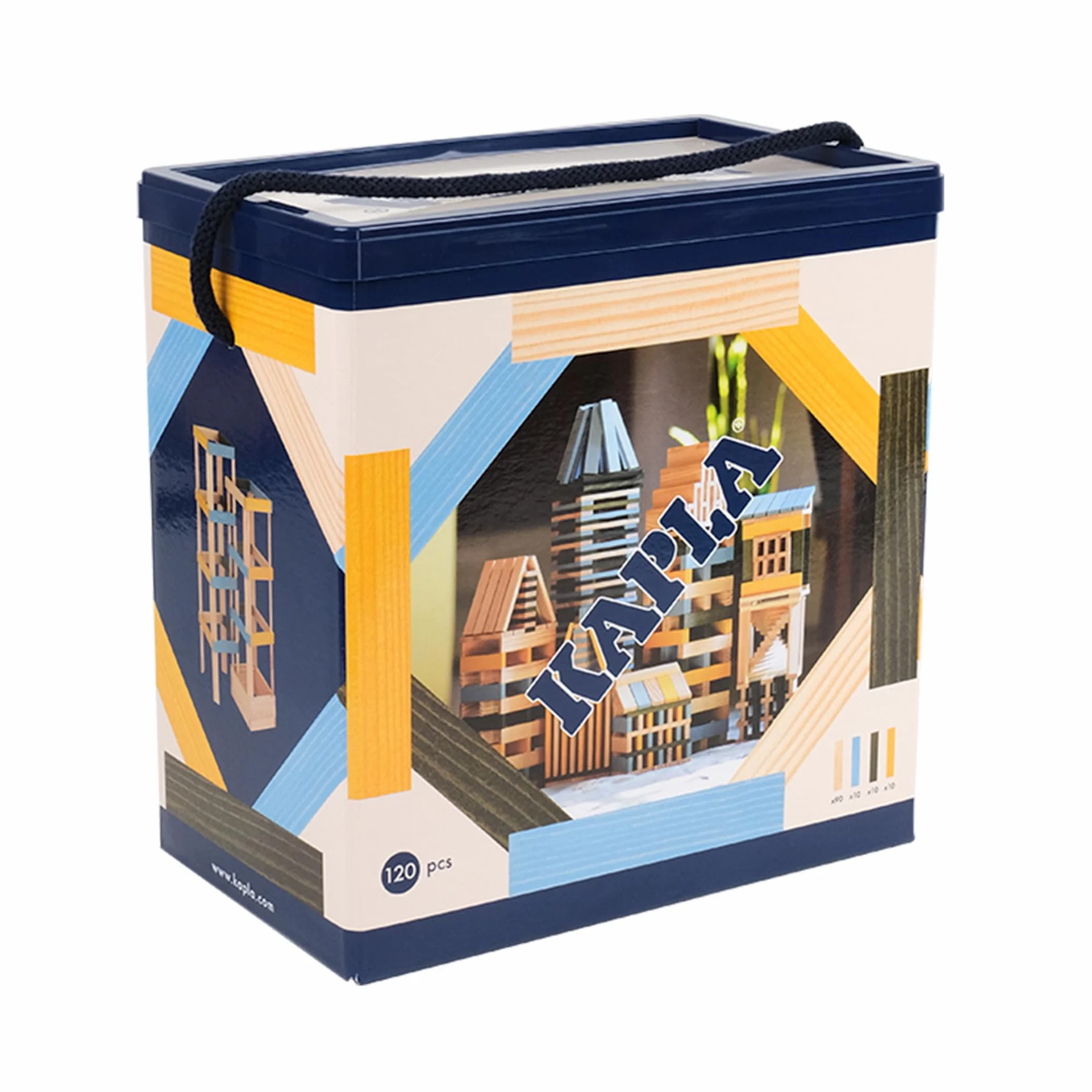KAPLA Jeu de Construction 120 Planchettes Bois Colorés Nature Bleu Clair Jaune Vert
