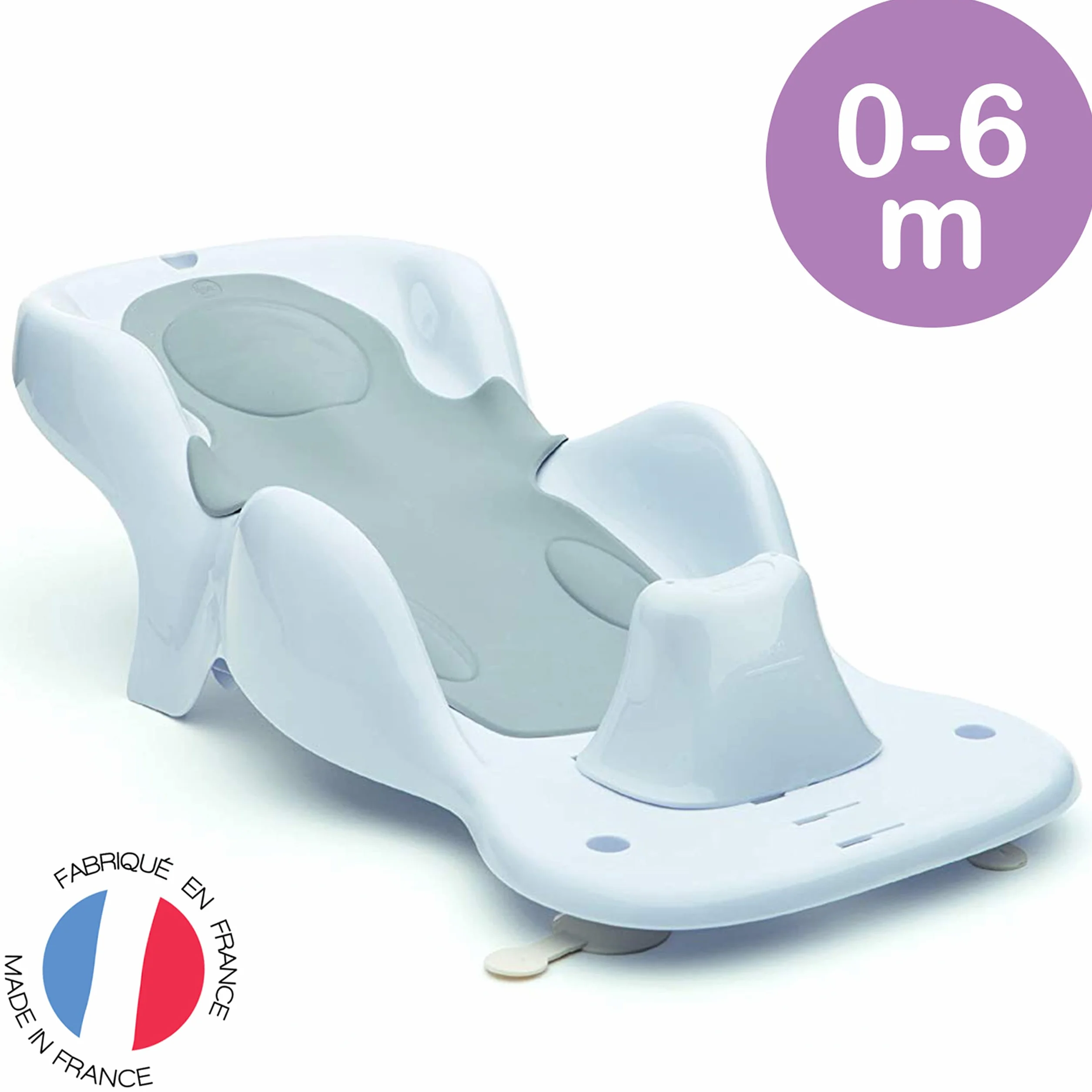 Tigex Transat de Bain bébé Évolutif Collexion 0-6 Mois 28 x 58 x 16,5 cm Gris Perle