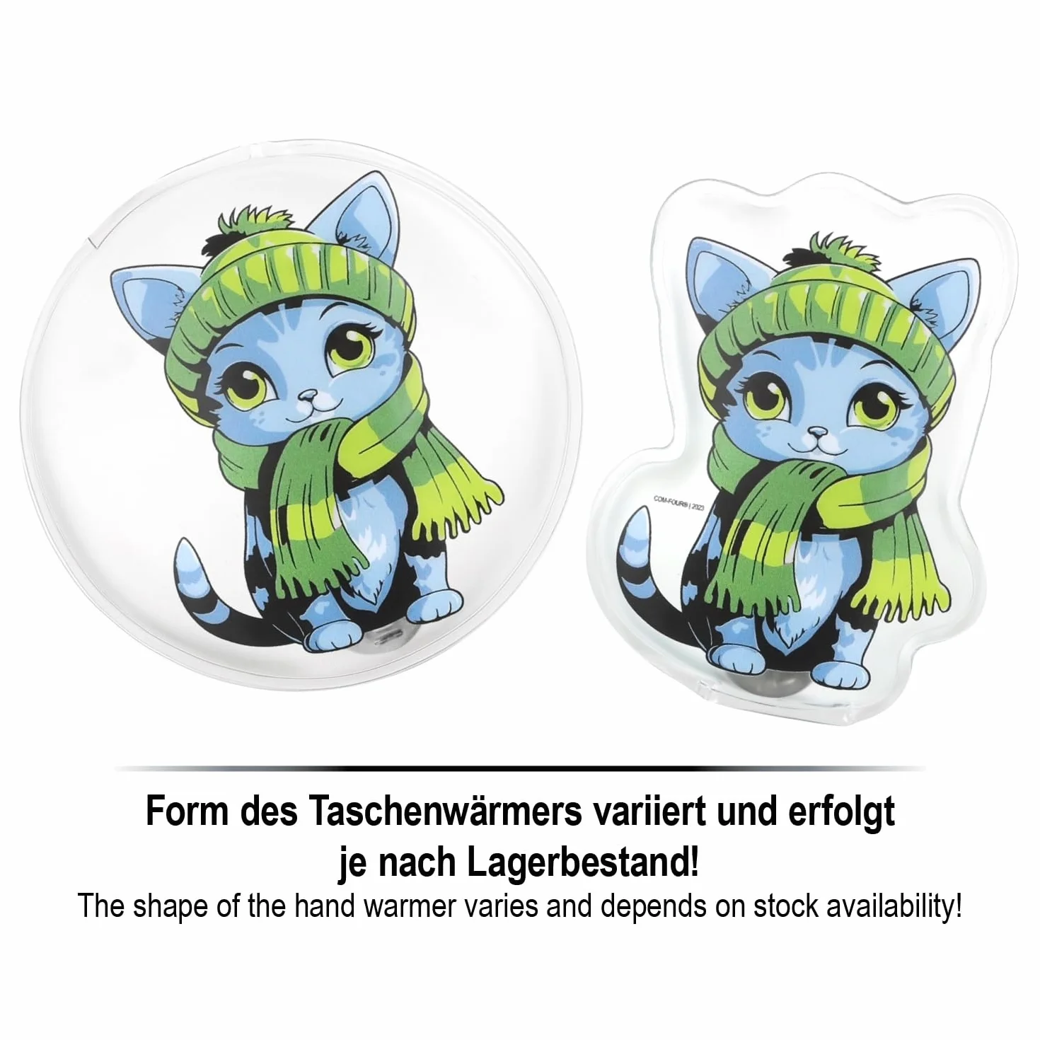 COM-FOUR® 4x Chauffe-Poches réutilisables Motif Chat - Chauffe-Mains Chat Blanc