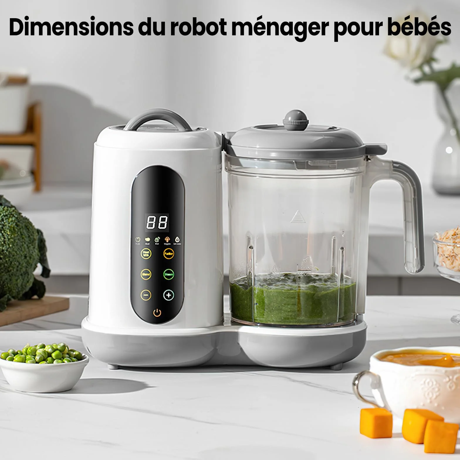 Robot Cuiseur Bébé Mixeur Vapeur 400ML Écran Tactile Nettoyage Automatique