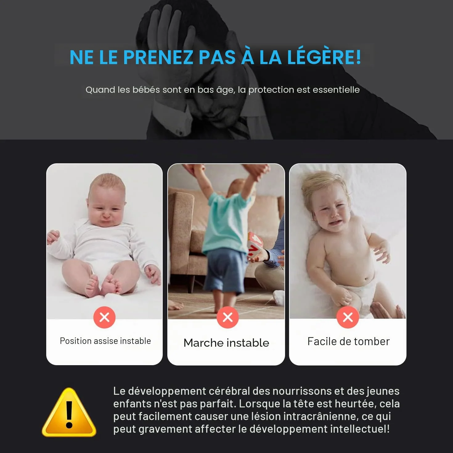 Coussinets de Protection de la Tête pour Bébé, Doux Respirant Réglable, Éléphant, 4-24 Mois