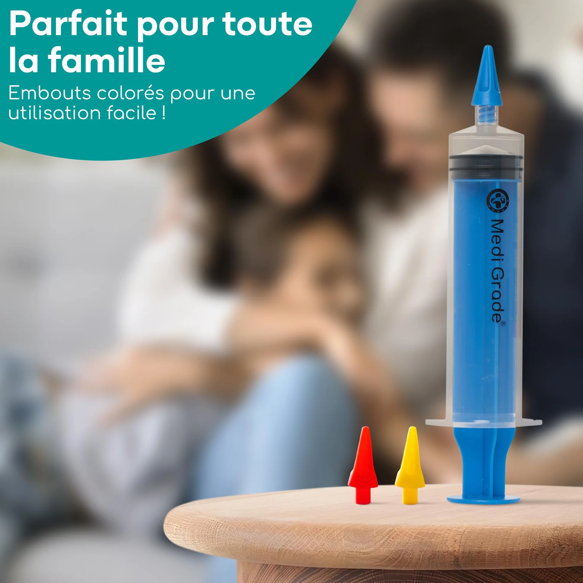 Medi Grade Kit Élimination Bouchon d'Oreille – Nettoyeur Oreille Sûr avec Seringue 60ml, 3 Bouts à Quadruple Jet