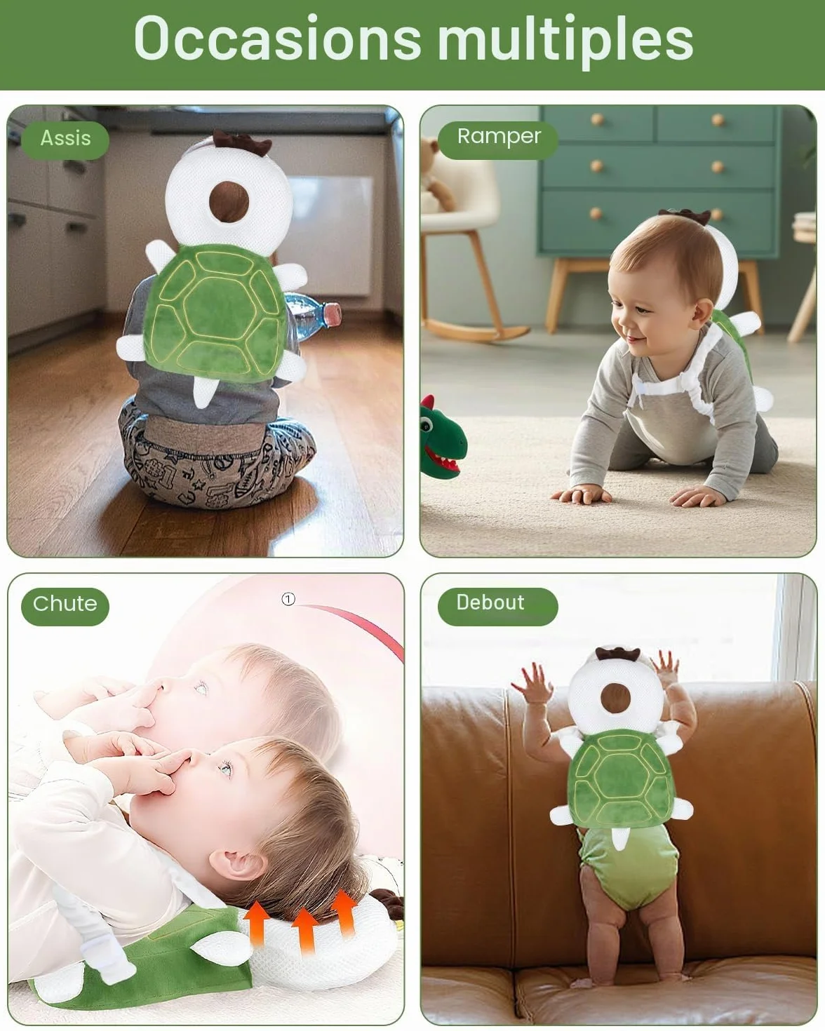 Coussin de Protection de Tête de Bébé Anti Chute, Réglable Casque Anti Choc, Oreiller Soutien 4-24 mois