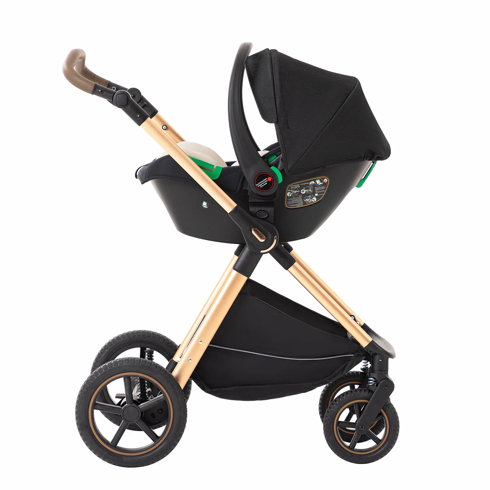Poussette 3 en 1 avec porte-bébé 0 à 4 Ans jusqu'à 22 kg Pliable Noir