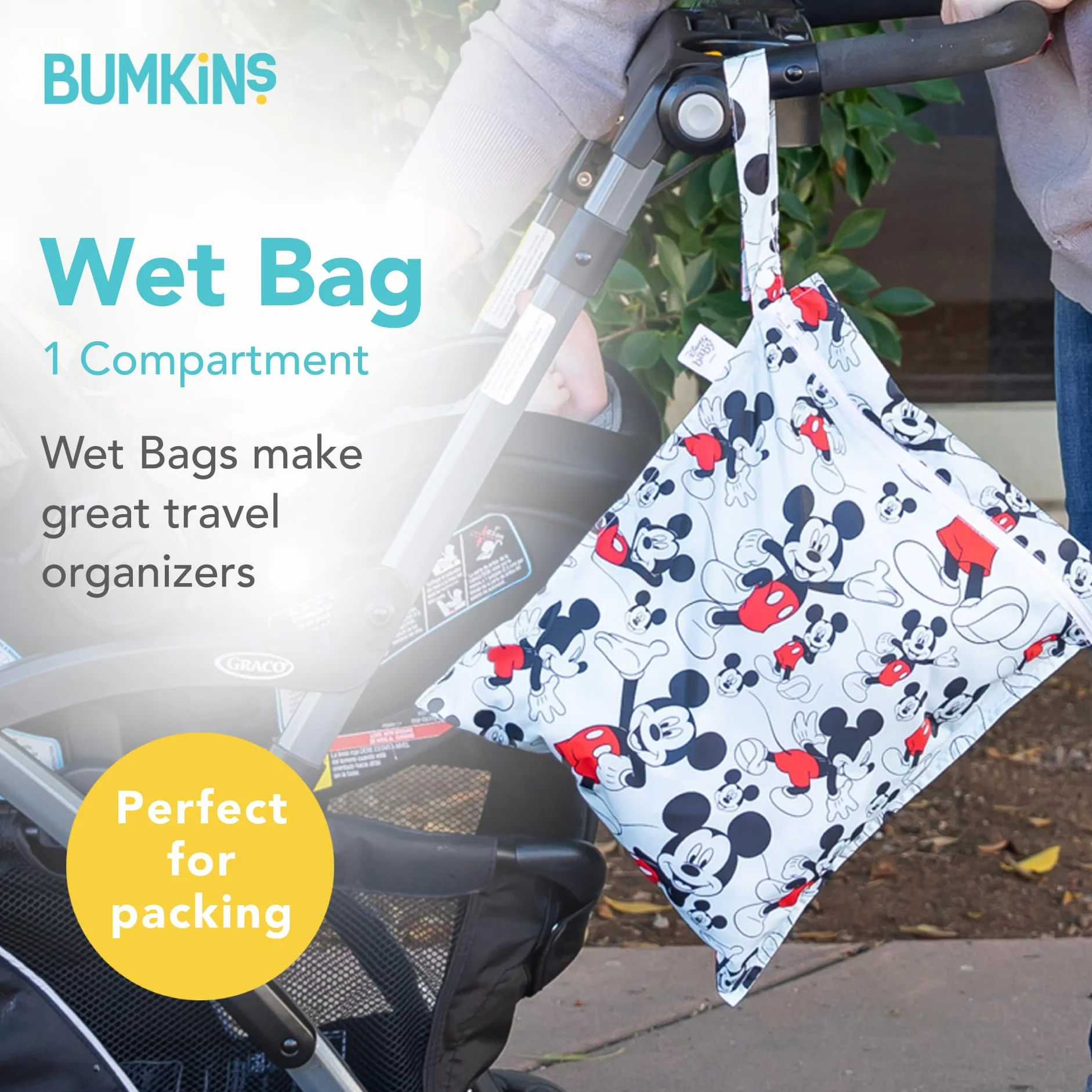 Bumkins Disney Sac imperméable lavable réutilisable 30,5 x 35,6 cm Mickey Mouse