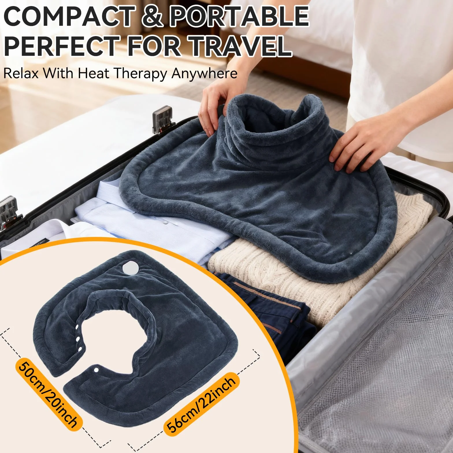 Ninonly Coussin Chauffant Epaule et Nuque 50x56cm Electrique 10 Niveaux de Chaleur 9 Réglages Automatiques Lavable en Machine