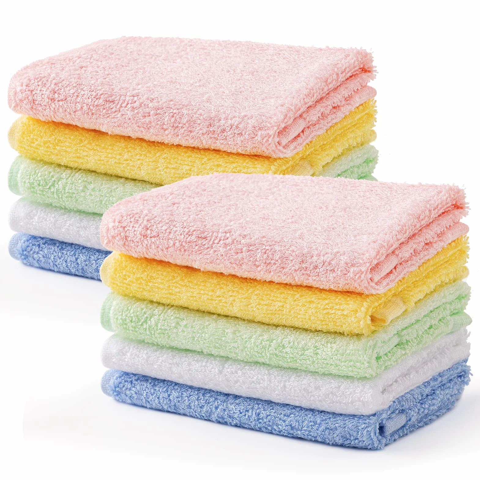 Serviettes de Bébé en Fibre de Bambou 25x25 cm - Lingettes Faciales Multicolores pour Enfants