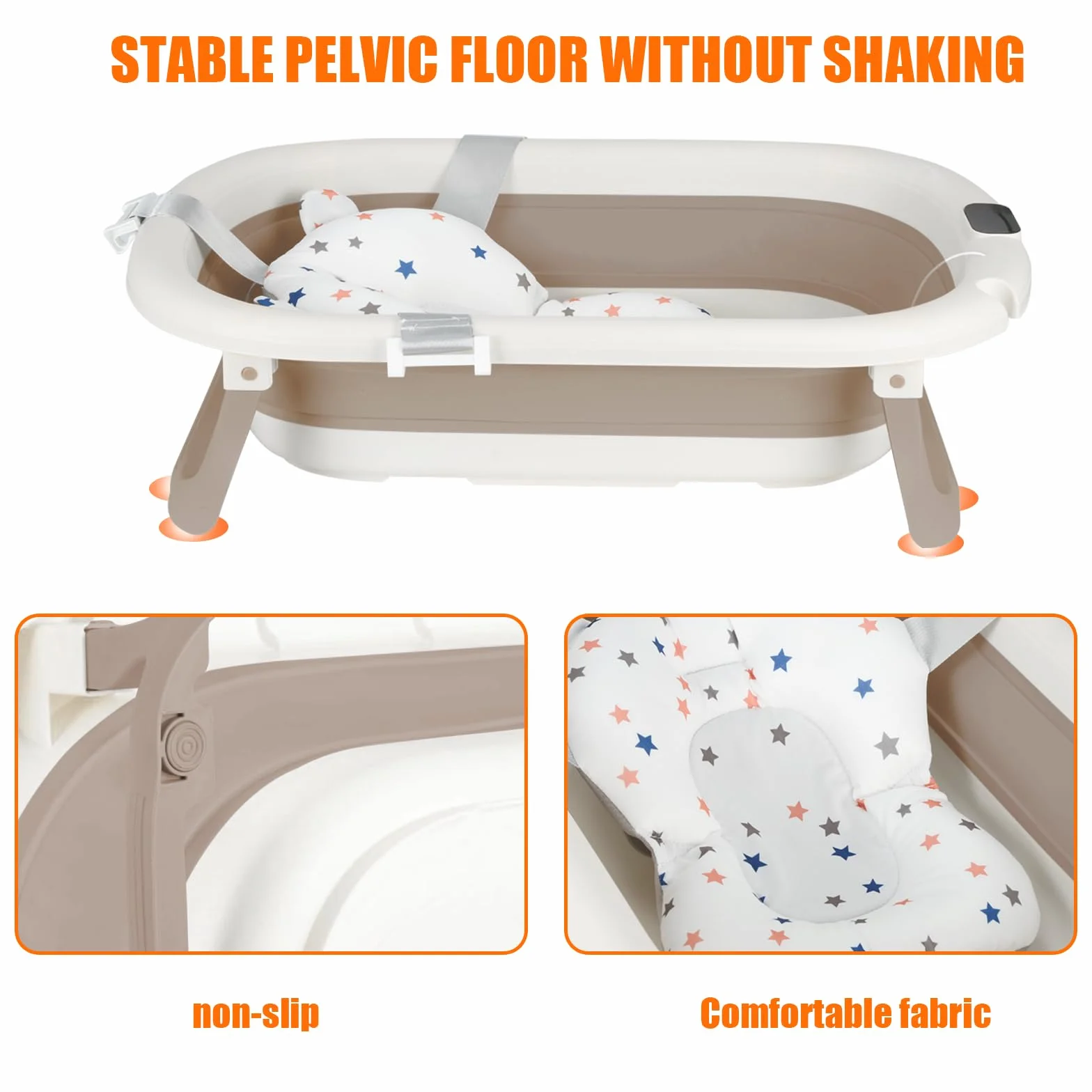 Baignoire Enfants Pliable XXL avec Transat de Bain et Thermomètre Intégré Baignoire Sur Pied Cadeau Naissance
