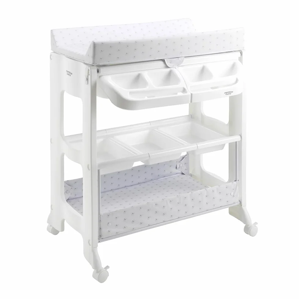Table à Langer bébé Formula avec baignoire amovible, tuyau drainage, rangement et 4 roulettes