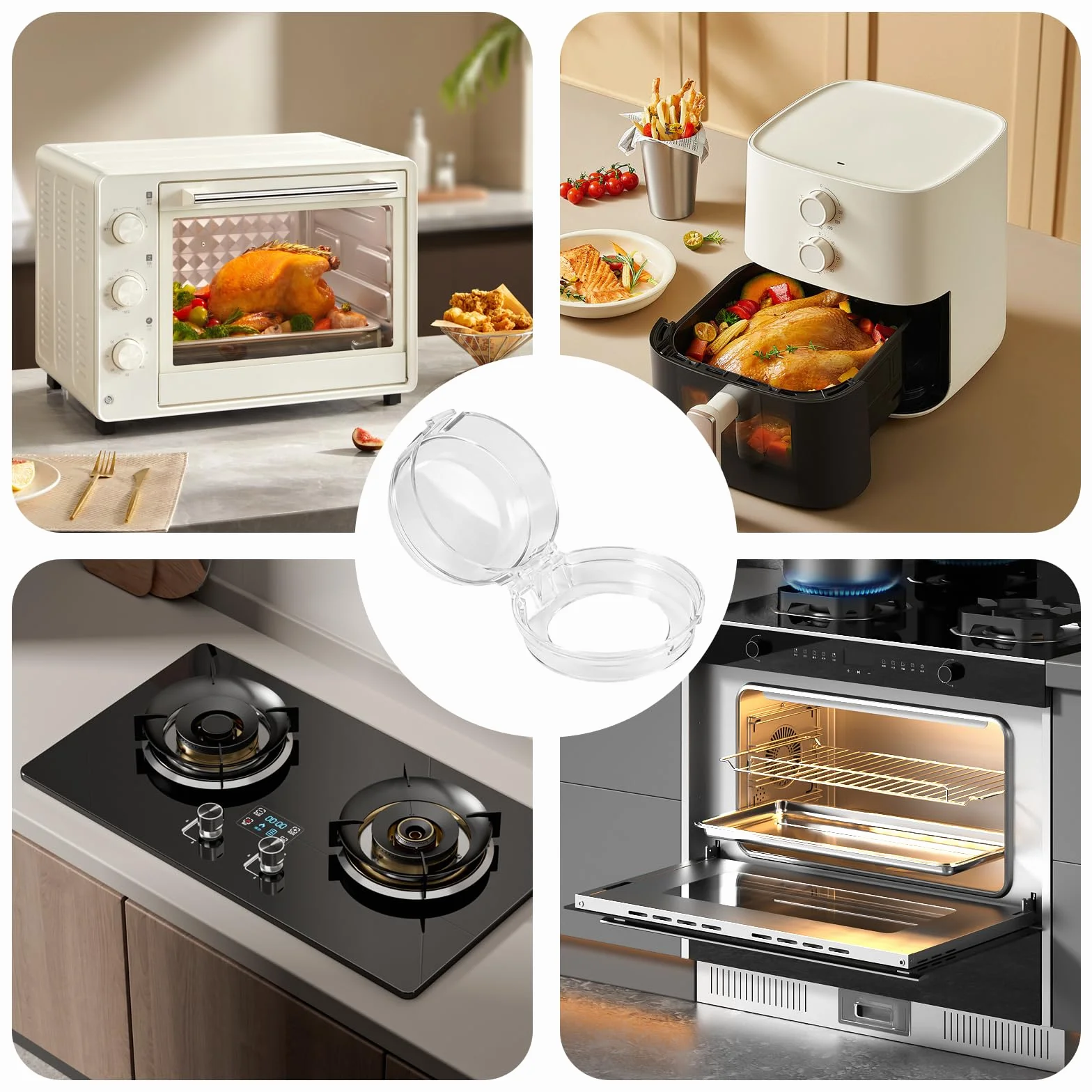 Cache-Boutons de Cuisinière Sécurité Enfant Autocollants Diamètre 4,9 cm Hauteur 4 cm Espacement 6,1 cm
