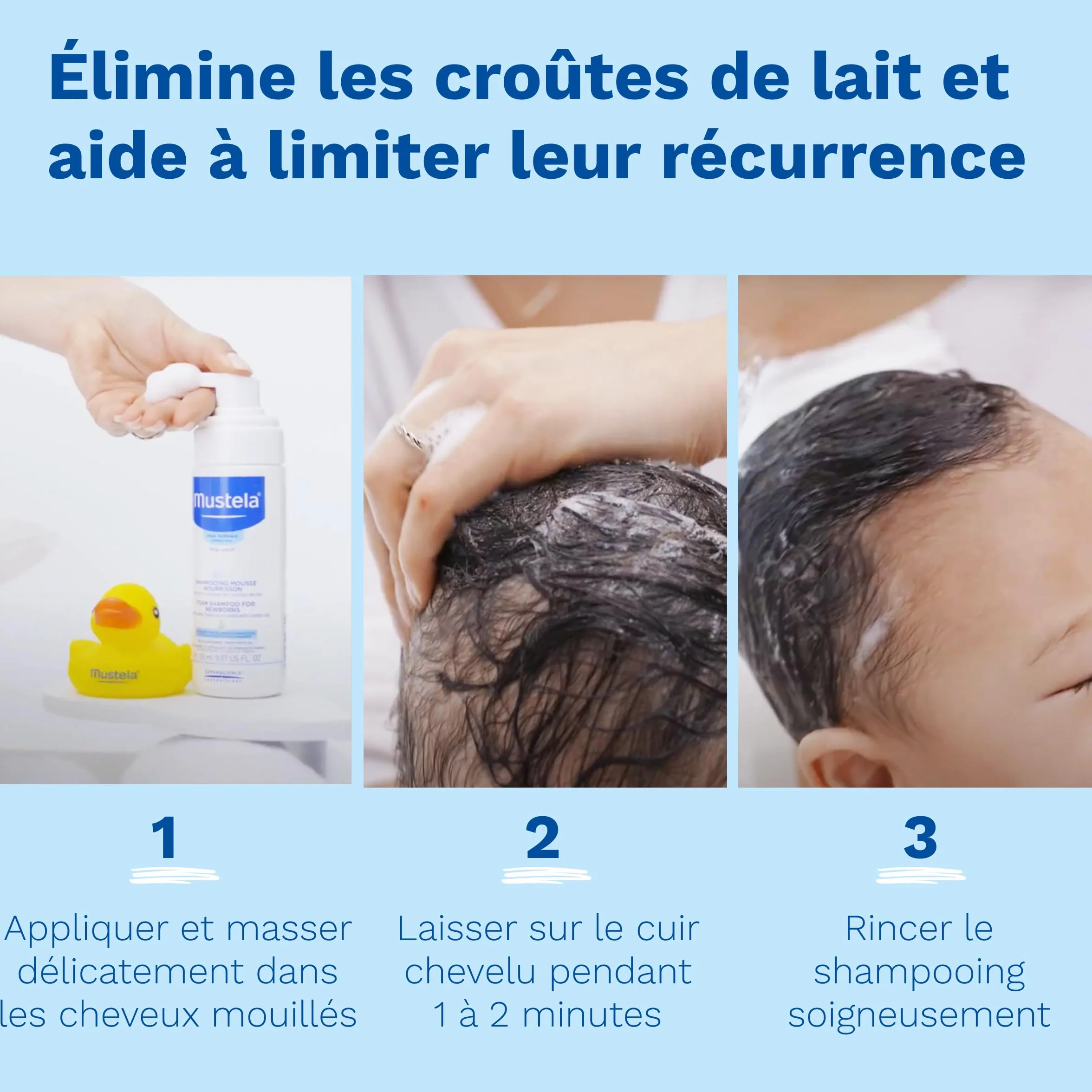 Mustela Shampoing Mousse Nourrisson Nettoyage Doux Anti-Croûtes de Lait 99% Ingrédients Naturels sans Parfum