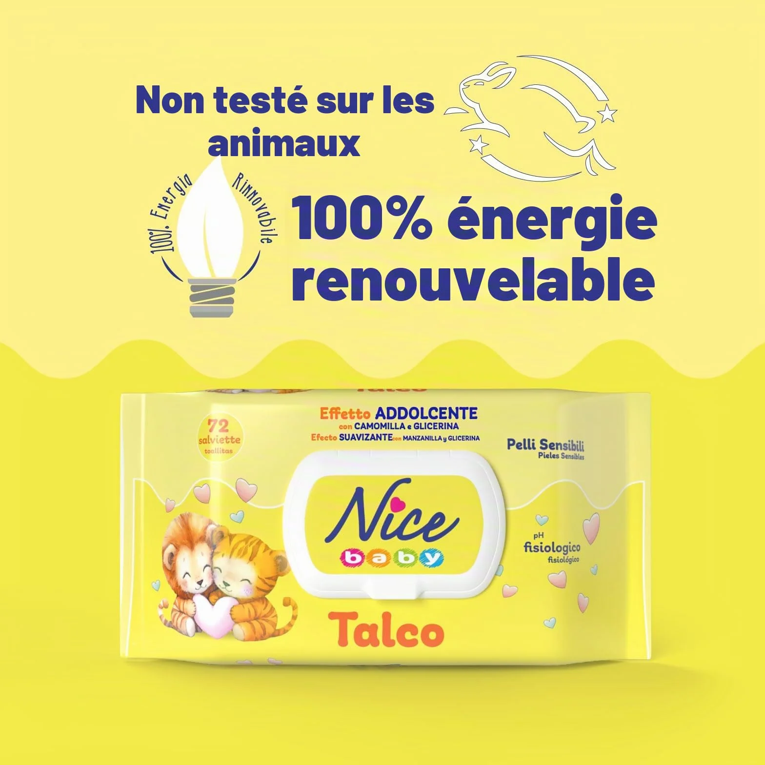 Nice Lingettes nettoyantes bébé camomille glycérine 72 pièces testé dermatologiquement