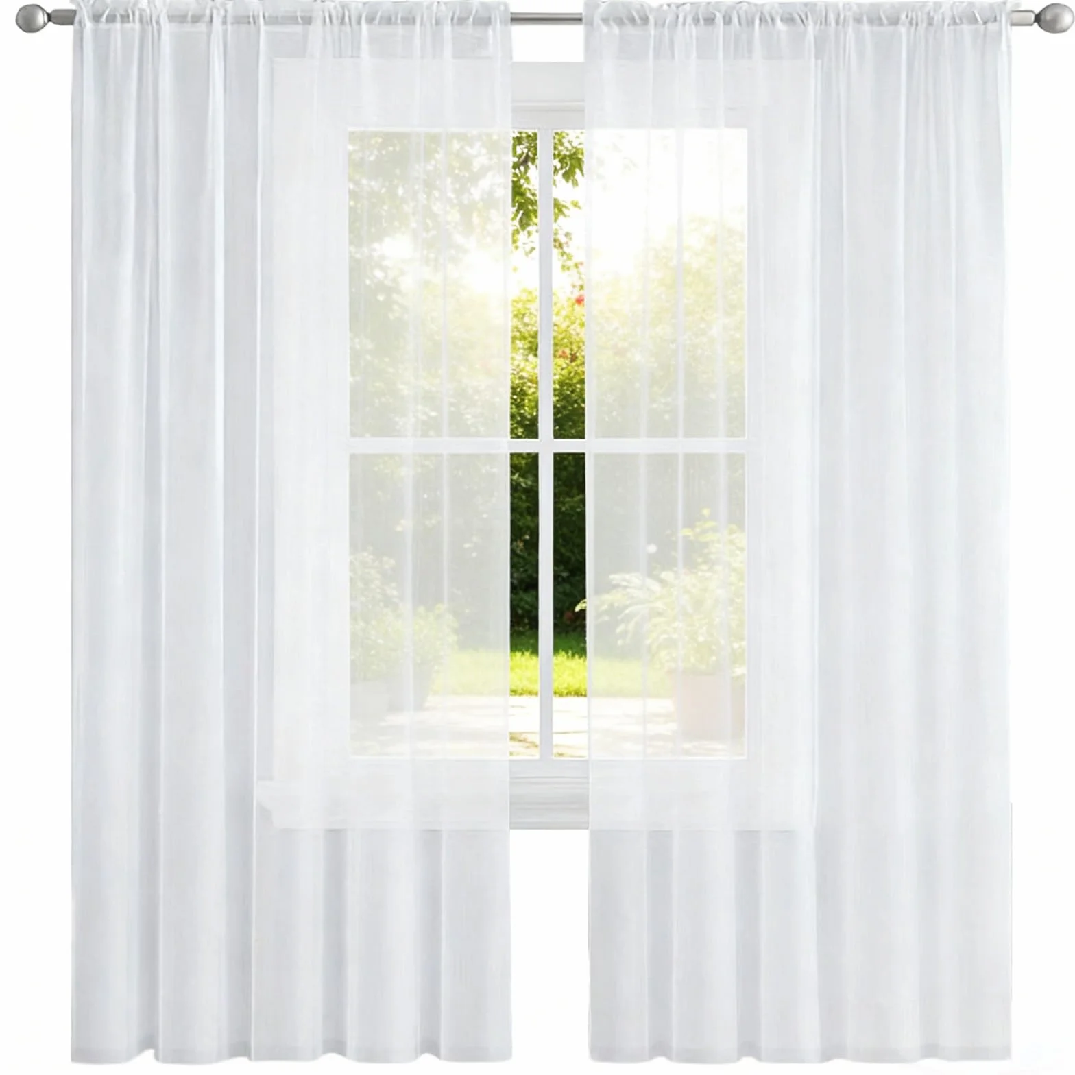 LONGCAO Rideaux Transparents 100 x 120 cm Lin Décorations Vitrée Chambre Blanc