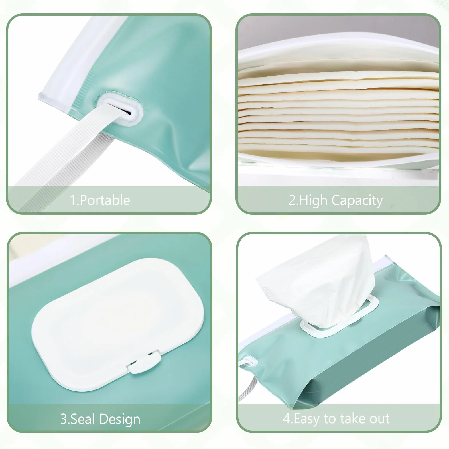 SANNIX Lot de 2 distributeurs de lingettes pour bébé, rechargeables, étanches, bleu