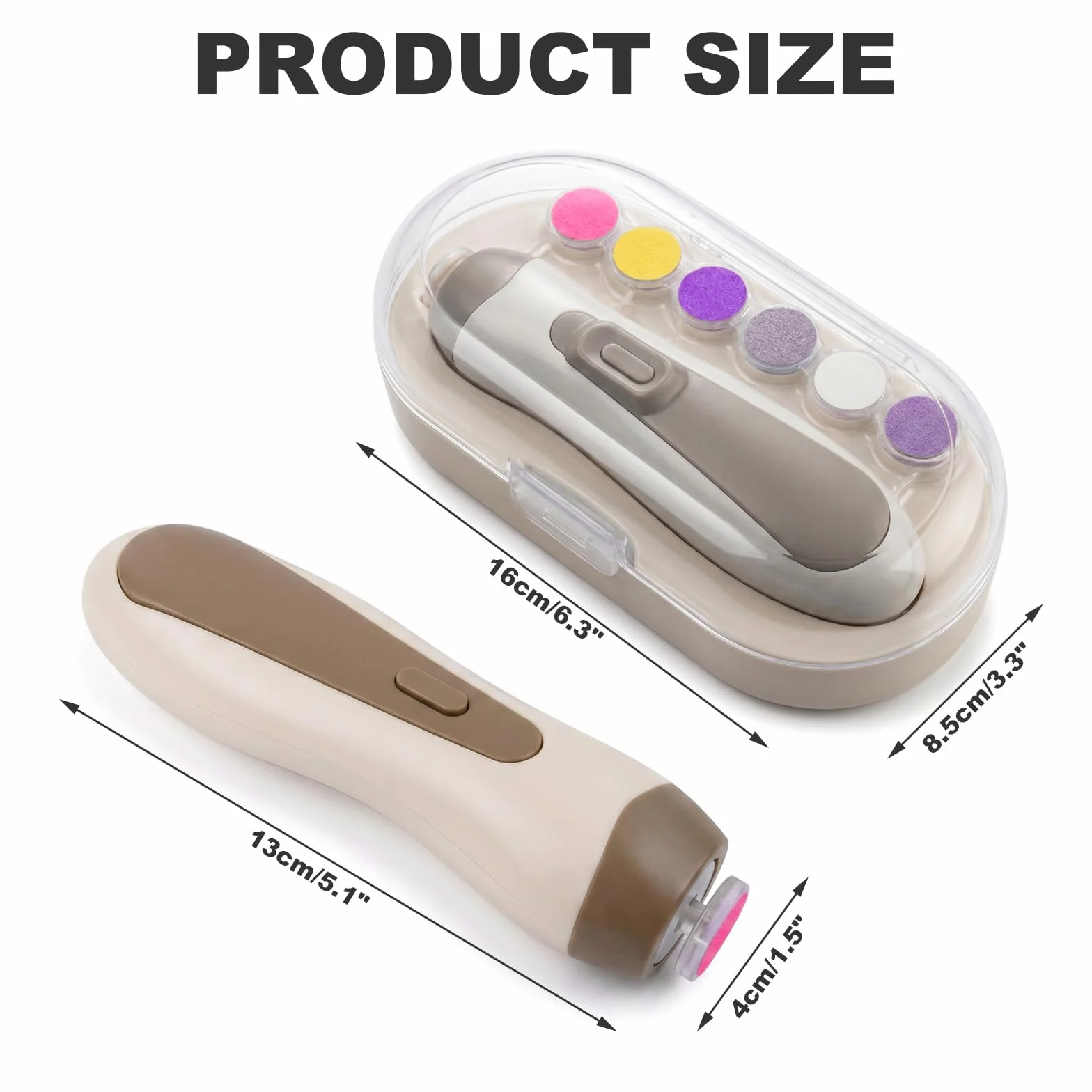 Lime à Ongle Électrique Bébé avec 6 Têtes, Lumière LED, Coupe et Vernis