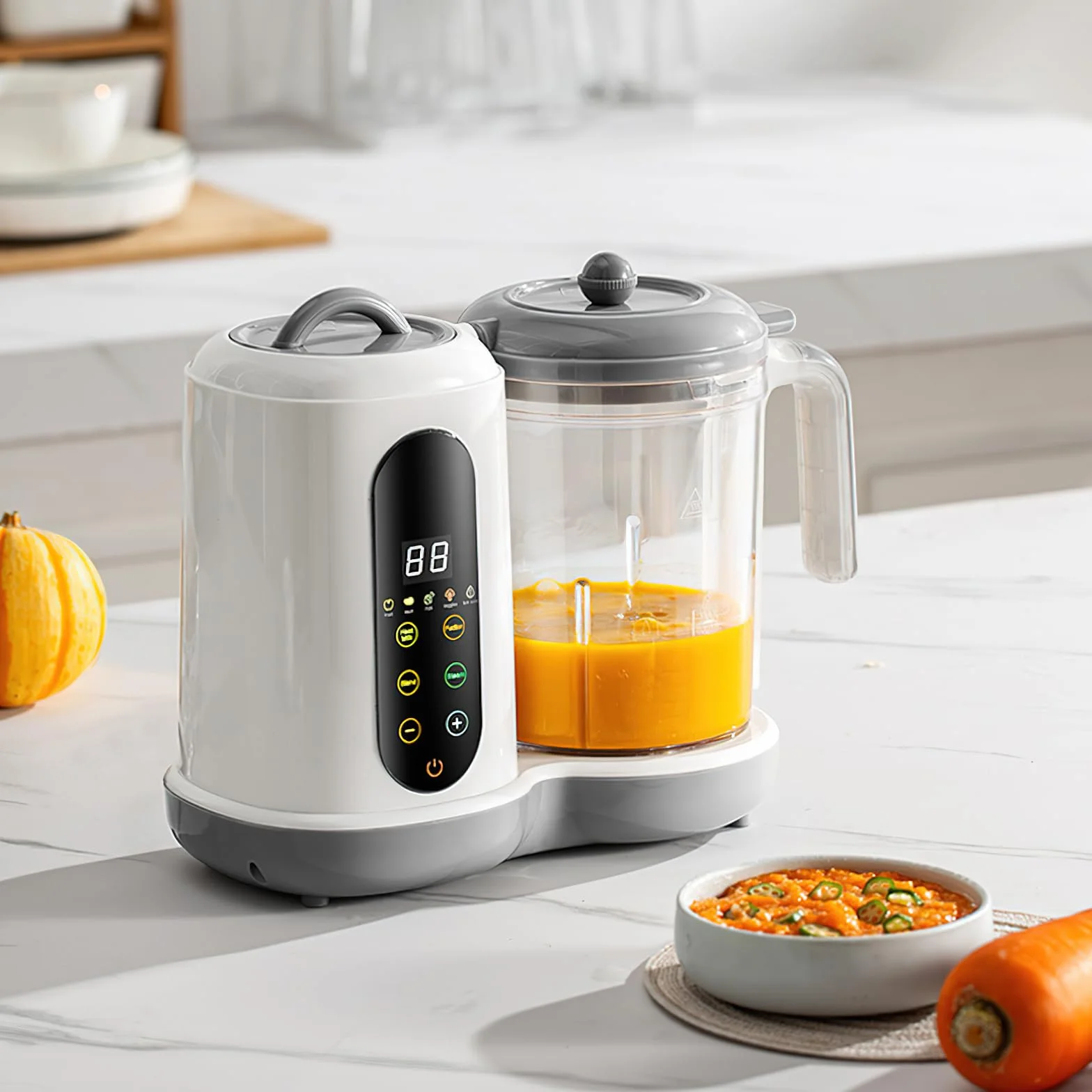 Robot Cuiseur Bébé Mixeur Vapeur 400ML Écran Tactile Nettoyage Automatique