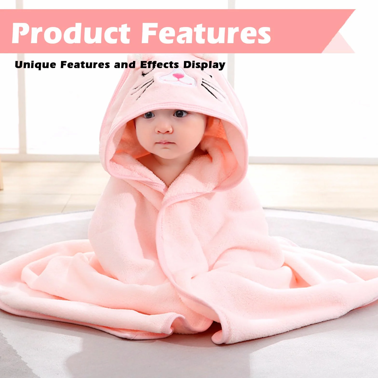 Serviette bébé capuche 80x80 cm lot de 3 douce absorbante poncho bain unisexe