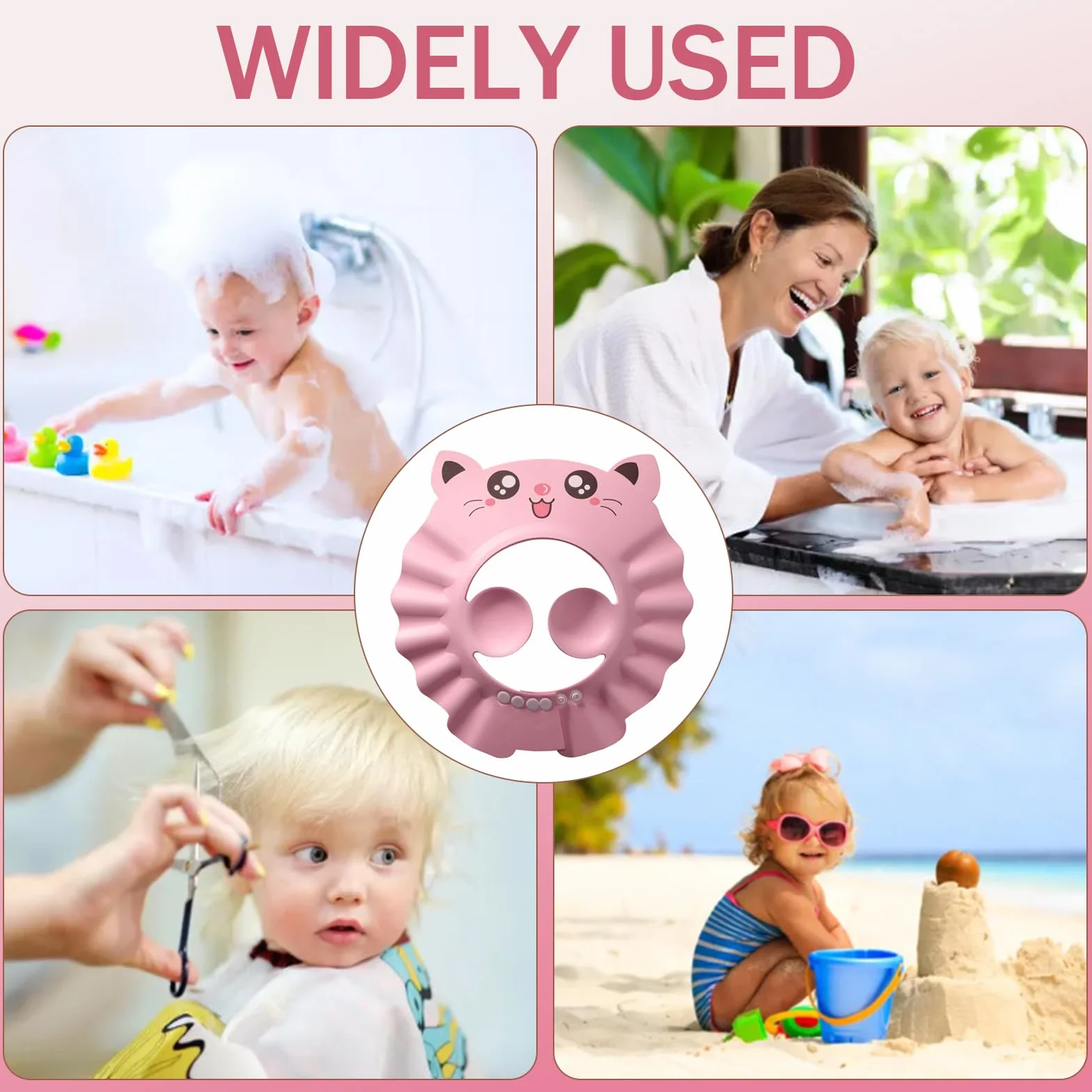 Casquette de bain bébé réglable visière protection yeux visage shampooing