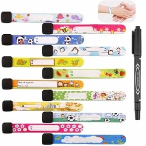 Bracelet Identification Enfant Anti Perdu Réutilisable Étanche SOS Sécurité 12 Pièces