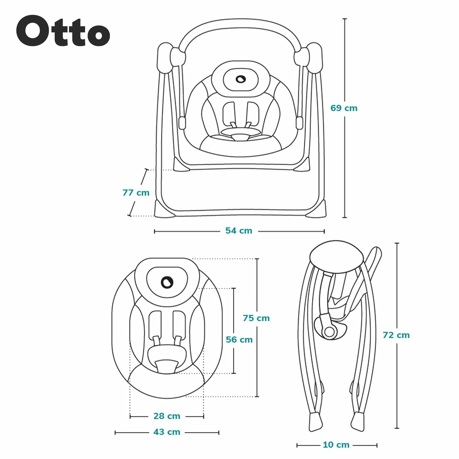 LIONELO Otto Transat Bebe Balancelle jusqu'à 9 kg, Jouets Interactifs, Sons de la Nature, 5 Vitesses de Bercement