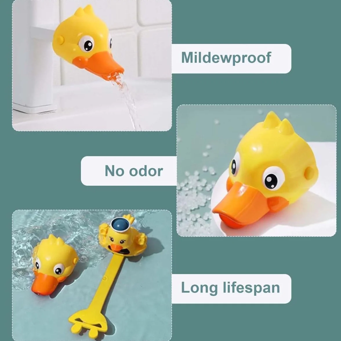 Lot de 2 Prolongateurs de Robinet en Forme de Petit Canard Jaune, Rallonge de Lavabo pour Salle de Bain