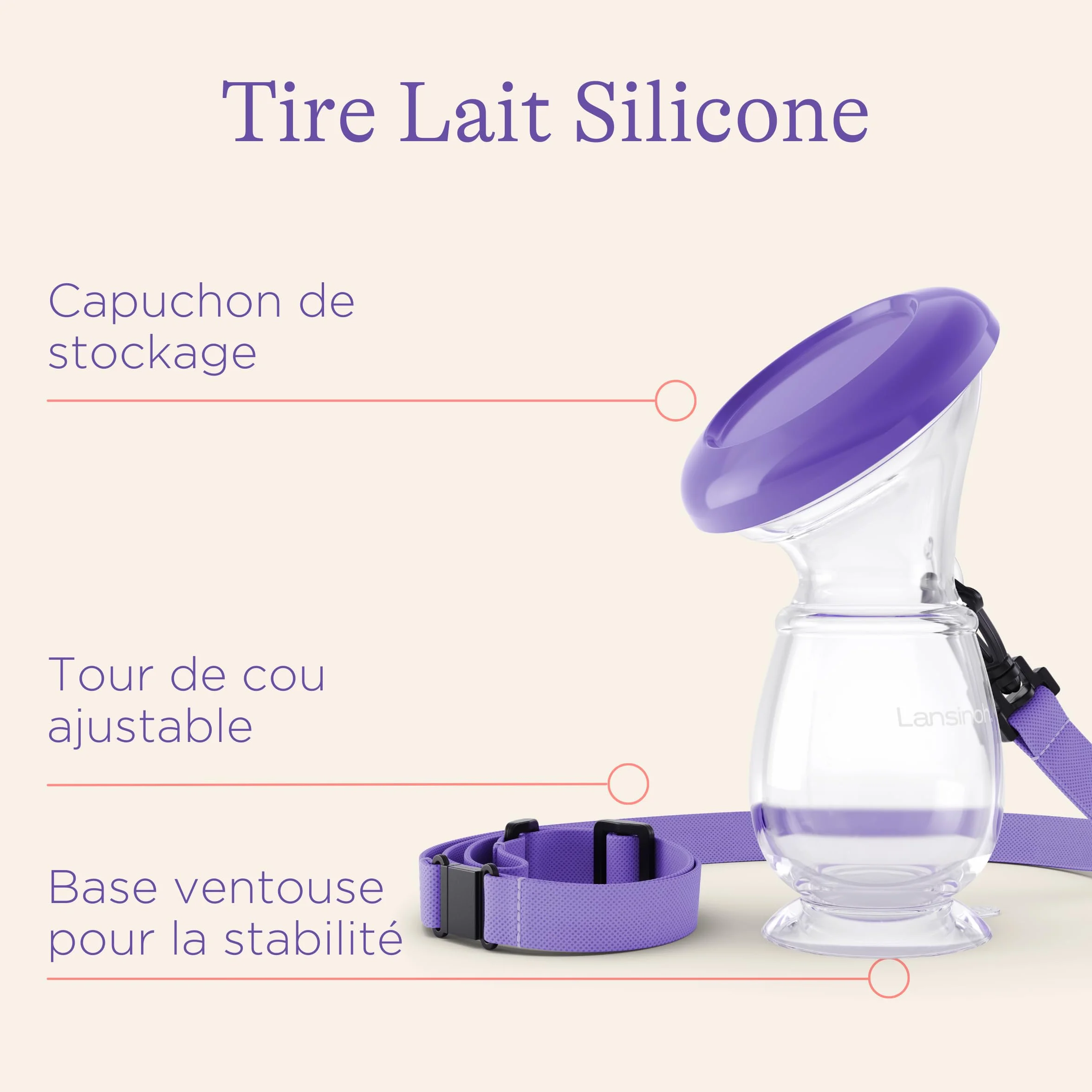 Lansinoh Tire-lait Manuel en Silicone Sans BPA – Léger, Portable, Collecteur de Lait Maternel