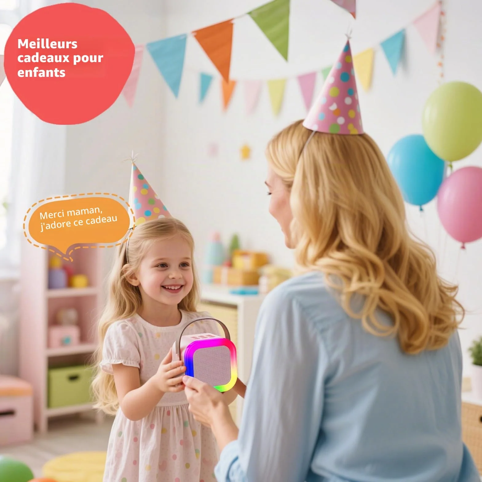 Fede Micro Karaoke Enfants avec 2 Micros sans Fil, Cadeau Fille 4-12 Ans
