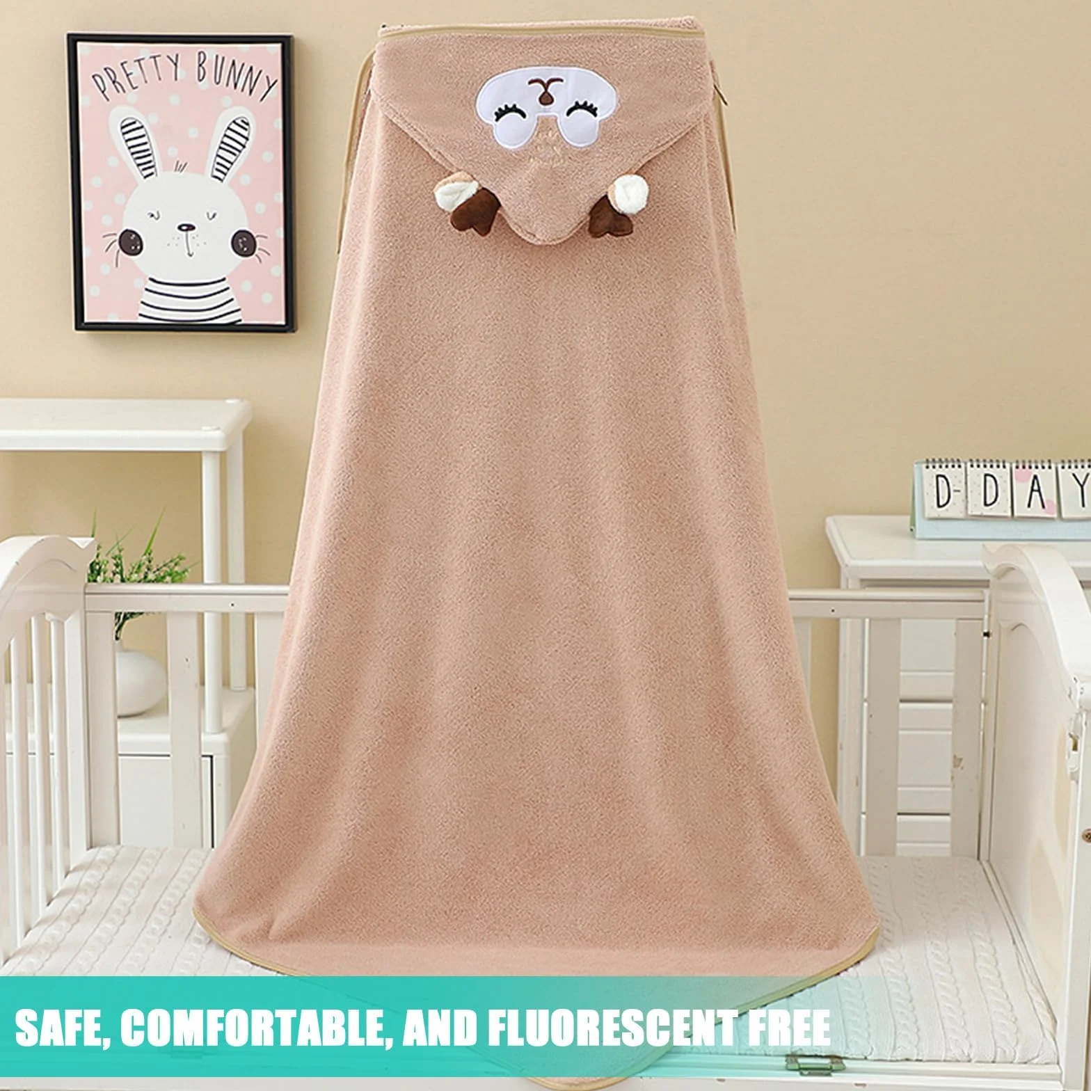 Serviette de Bain Capuche Bébé 80x80cm Cape de Bain 0-5 Ans
