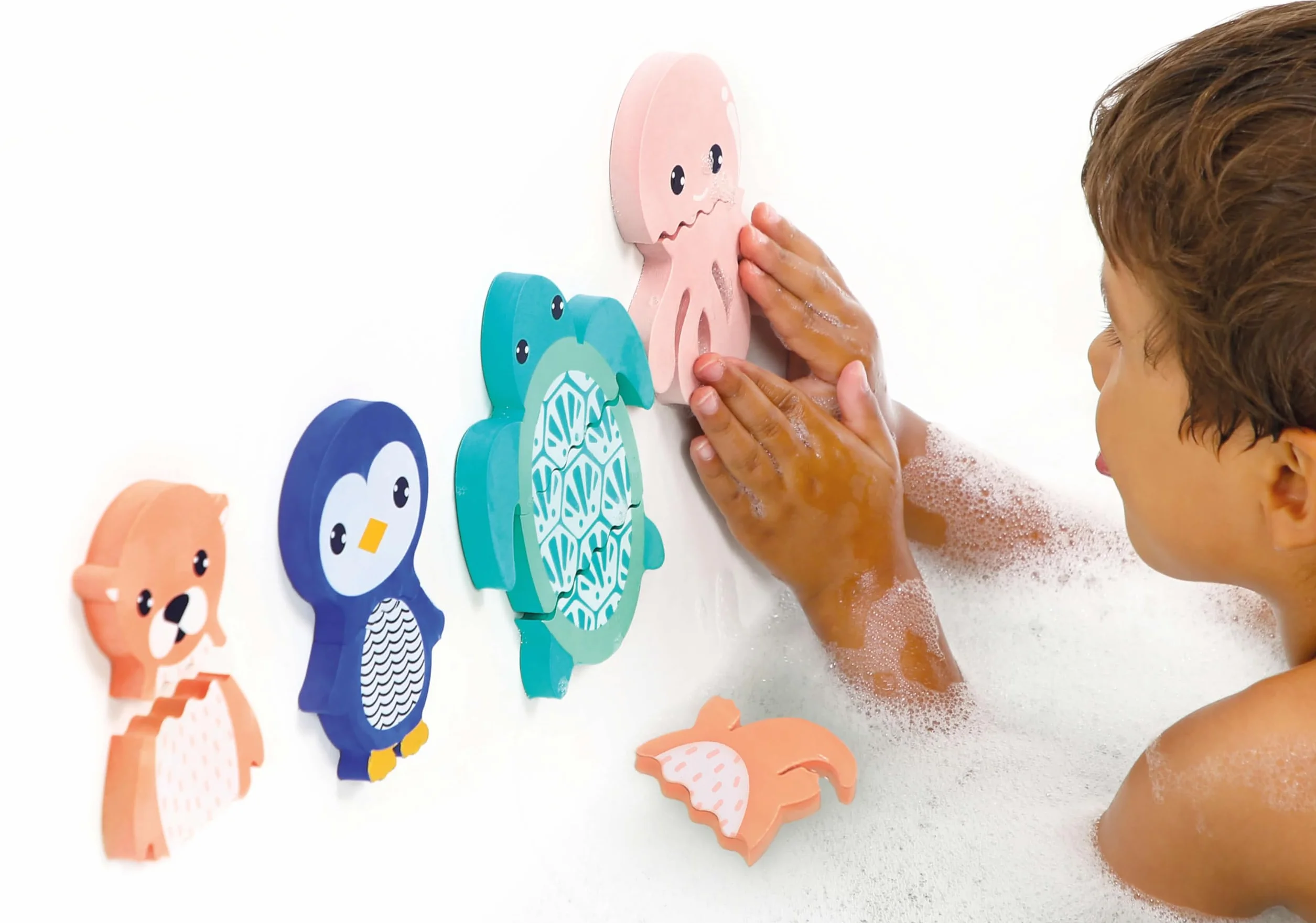 LUDI Mix & Match Jouet De Bain 4 Animaux en Mousse À Assembler Flottantes Dès 10 Mois