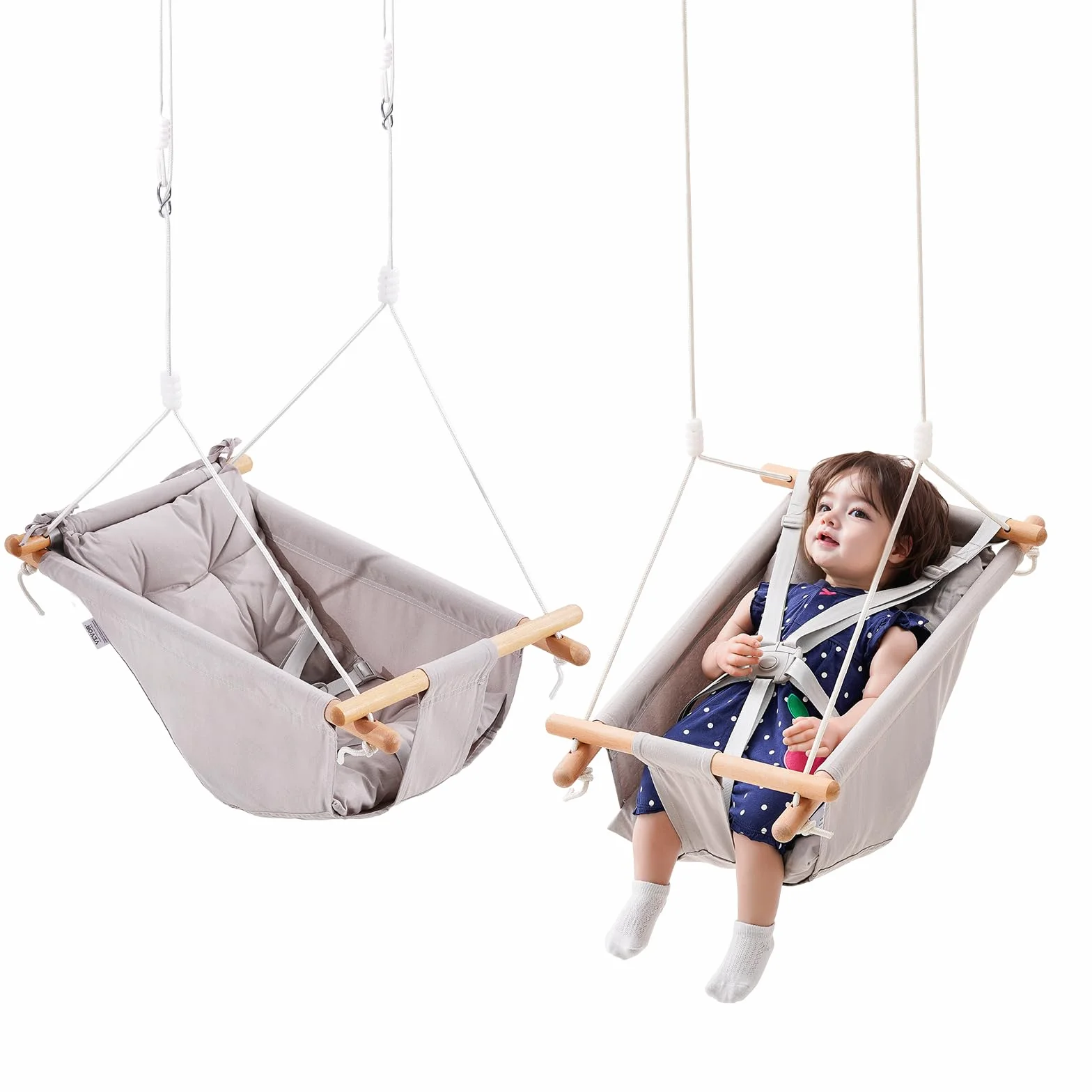 VEVOR Balançoire Hamac Bébé 3 Modes, 68 kg, Harnais 5 Points, Intérieur Extérieur