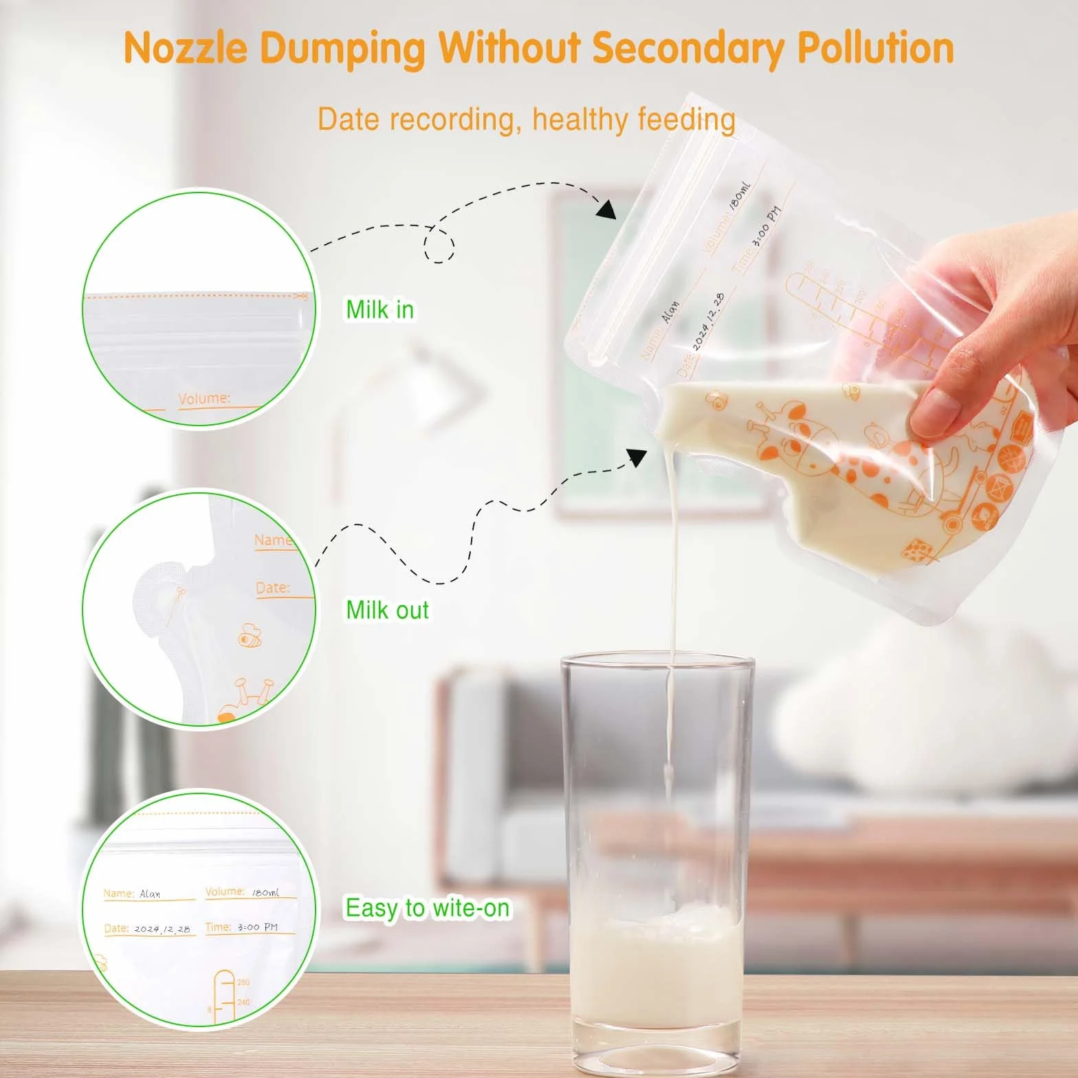Vinabo Sachet Conservation Lait Maternelle 50 PCS 250ml Pré-stérilisés Double Glissière de Sécurité