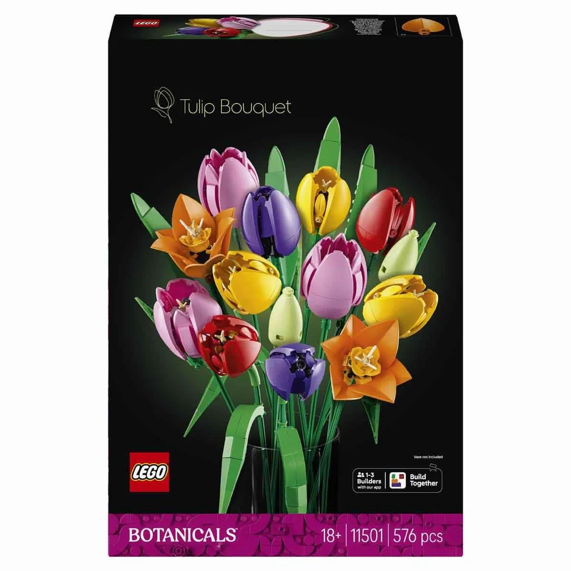 LEGO Botanicals Le Bouquet de Tulipes 11501 Set de Construction pour Adulte Fleurs Artificielles 14 Tulipes 5 Couleurs