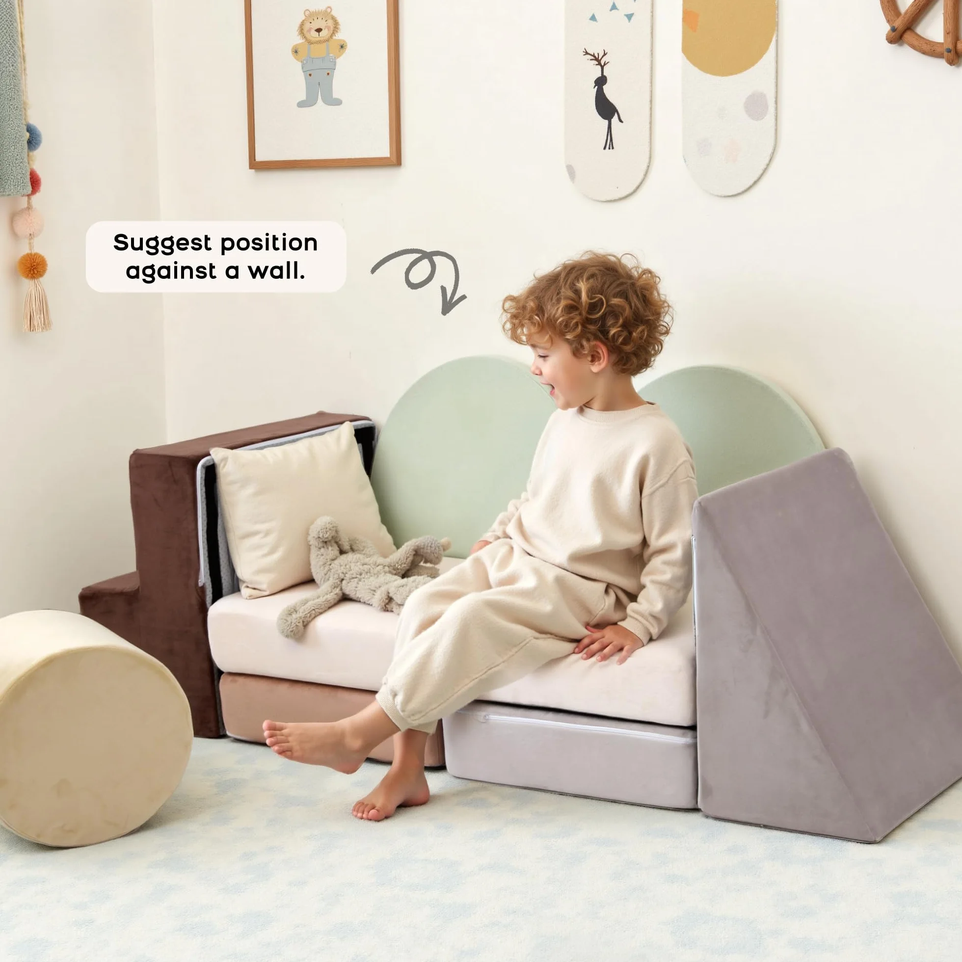 BanaSuper Parcours de Motricité 7 pcs, Blocs de Mousse Bébé, Module de Motricité Enfant Intérieur, Tapis de Jeu & Blocs d'escalade