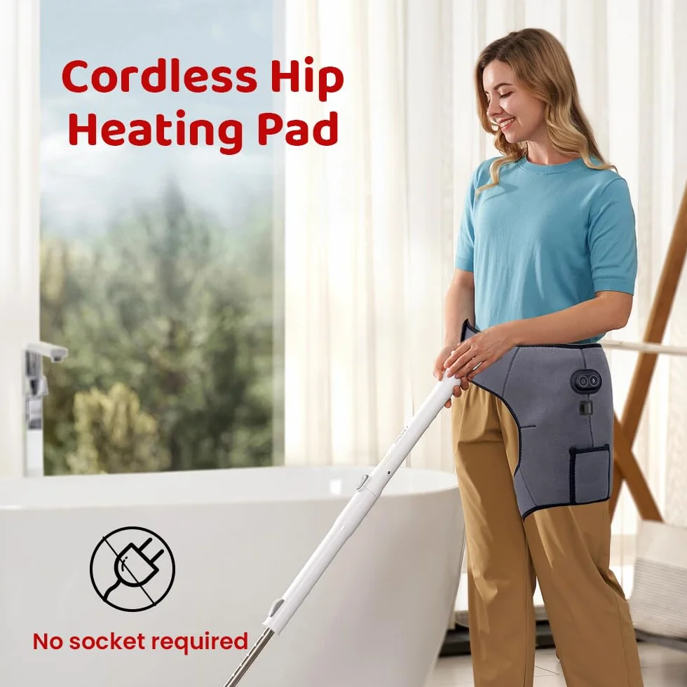 Coussin chauffant sans fil pour sciatique, 3 niveaux de chaleur, 6 modes massage vibration, hanches, batterie