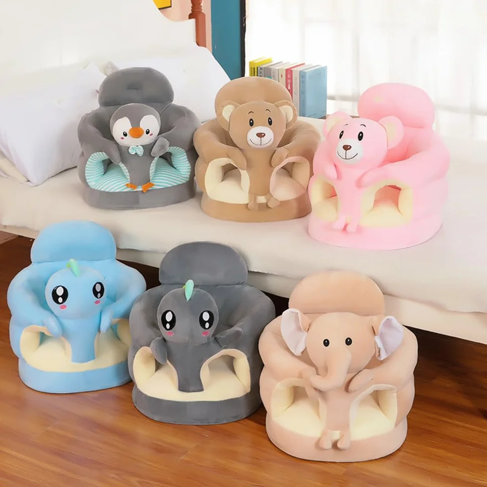 Baby Seat Sit up Chair Cartoon Animals Plush Sofa for Toddler Newborns Durable Thickened