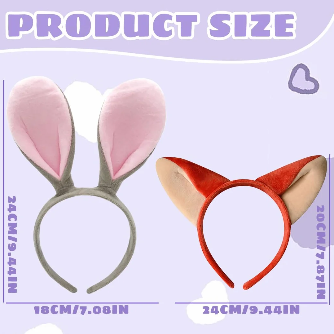Bandeau Oreilles de Lapin et Renard, Déguisement Enfant, Accessoires Carnaval, Cosplay Pâques
