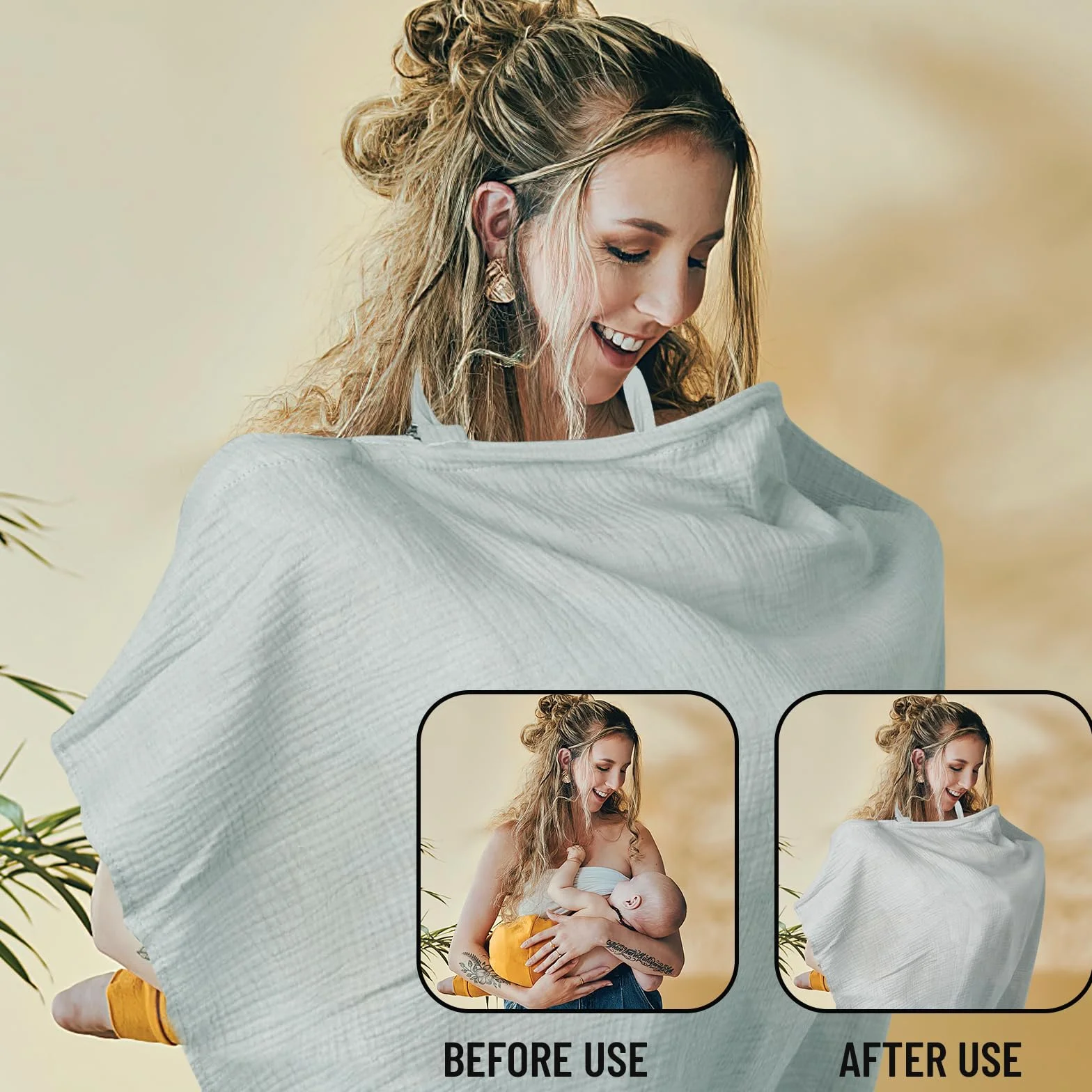 Cape Allaitement en Mousseline pour Bébé, Coque d'Intimité Totale