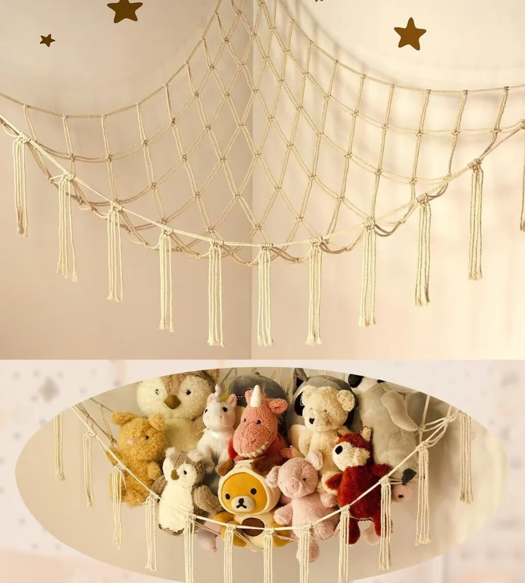 Stuffed Animal Storage Hammock Large Toy Net for Plush Organizer Kids Room Decor