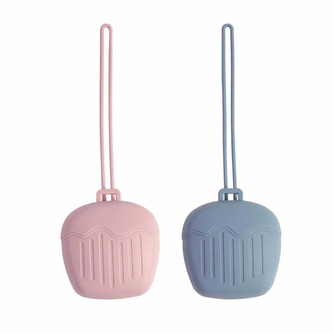 Boite à Tétine Bébé Silicone 2 Pièces Imperméable Portable Sans BPA Rose Bleu