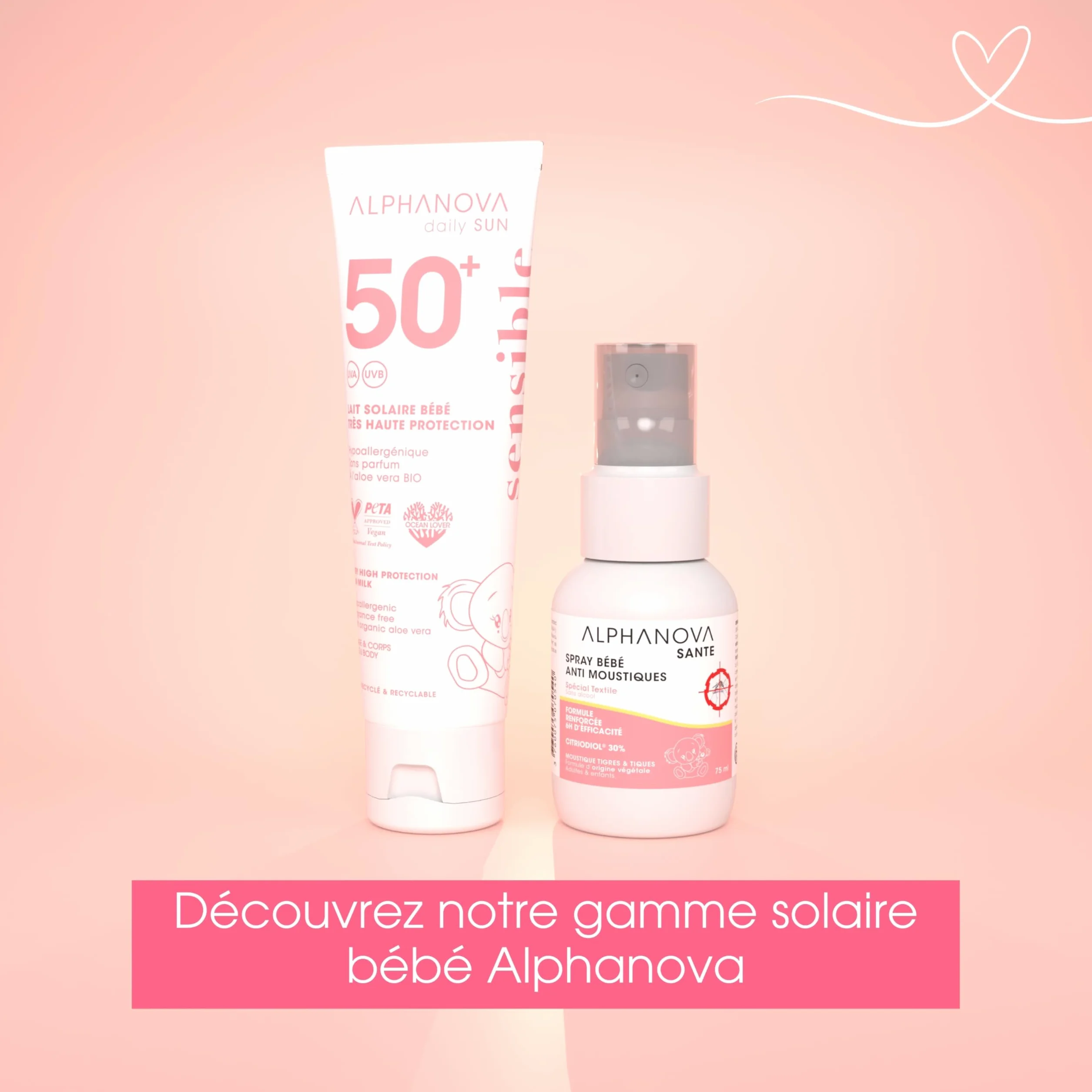 ALPHANOVA Lait Solaire Bébé SPF50+ 50ml Visage Corps Hypoallergénique Peaux Sensibles Sans Parfum