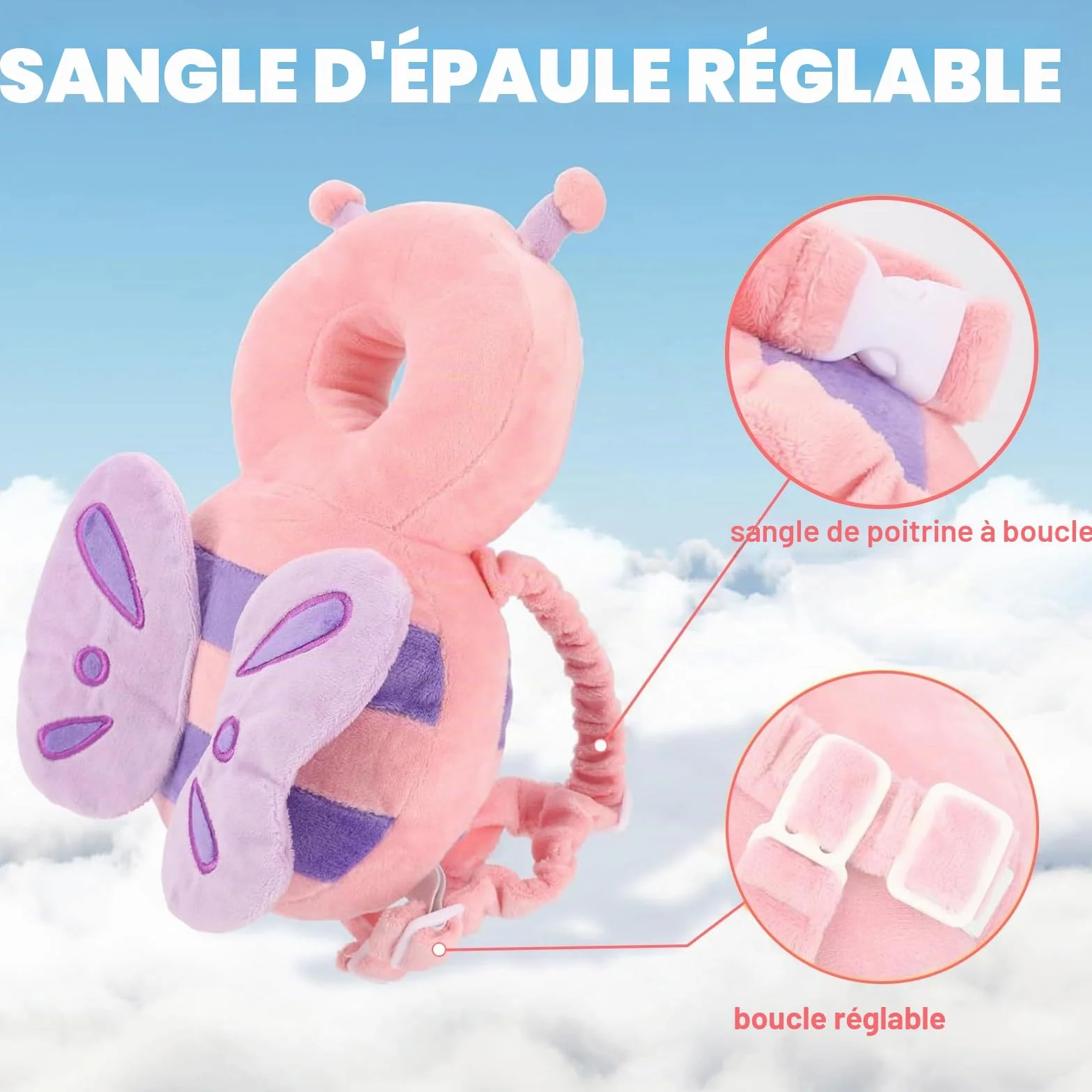 Coussin de Protection de Tête de Bébé Réglable pour Apprentissage Rampe et Marche
