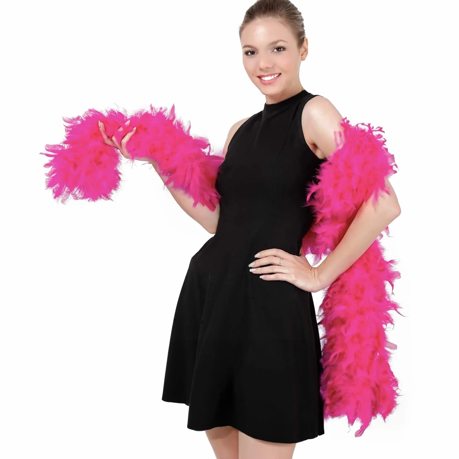 Boa en Plumes 2M 80g Rose Rouge Déguisement Carnaval Fête Costume DIY Accessoire