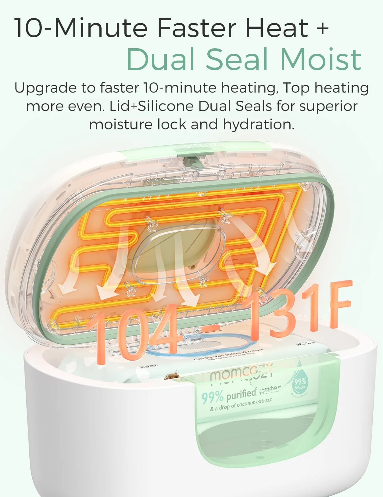 Momcozy Lot de 100 distributeurs de lingettes pour bébé, chauffage rapide 10 min, 4 modes température, design ressort silicone