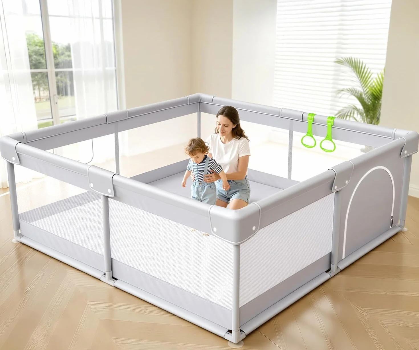 Petit Parc Bebe 120×120 cm Parc Enfant Ventouses Stable Parc De Jeu Bébé Maille Respirante