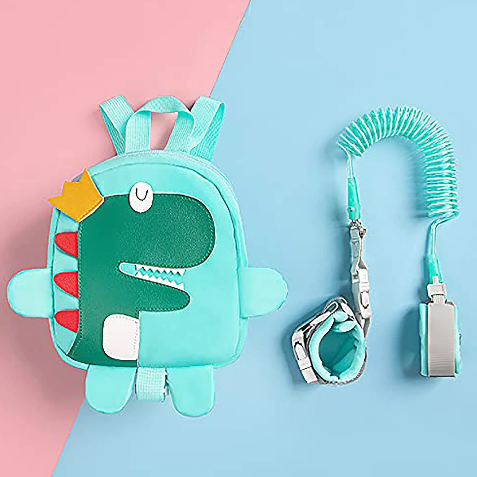 Harnais de Sécurité Enfant Sac à Dos Laisse 2.5M Anti Perdu Poignet Rotation 360° Vert pour 1-3 Ans