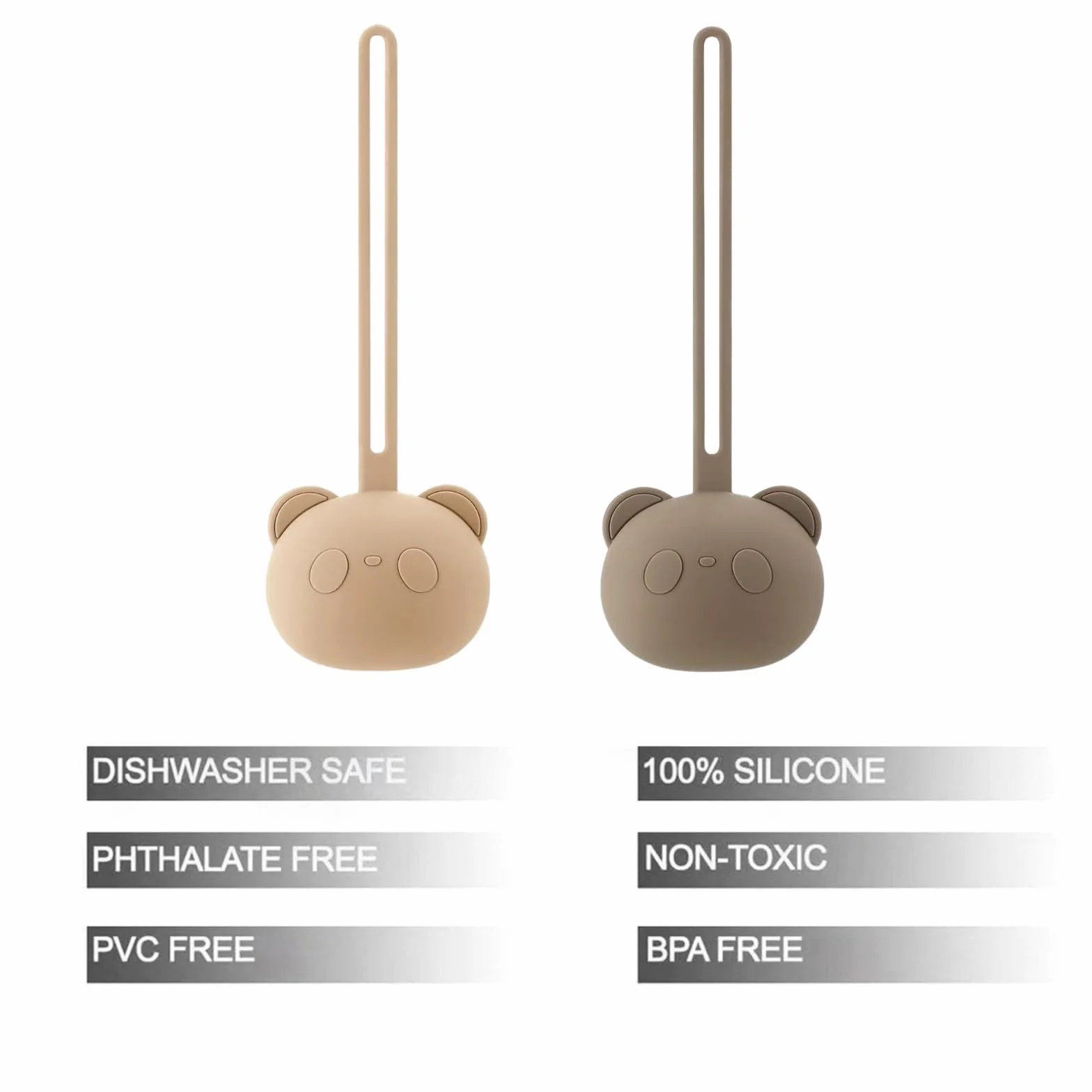 PandaEar Boîtes à Sucettes en Silicone Lot de 2, Étui Rangement Forme d'Ours avec Sangle Voyage