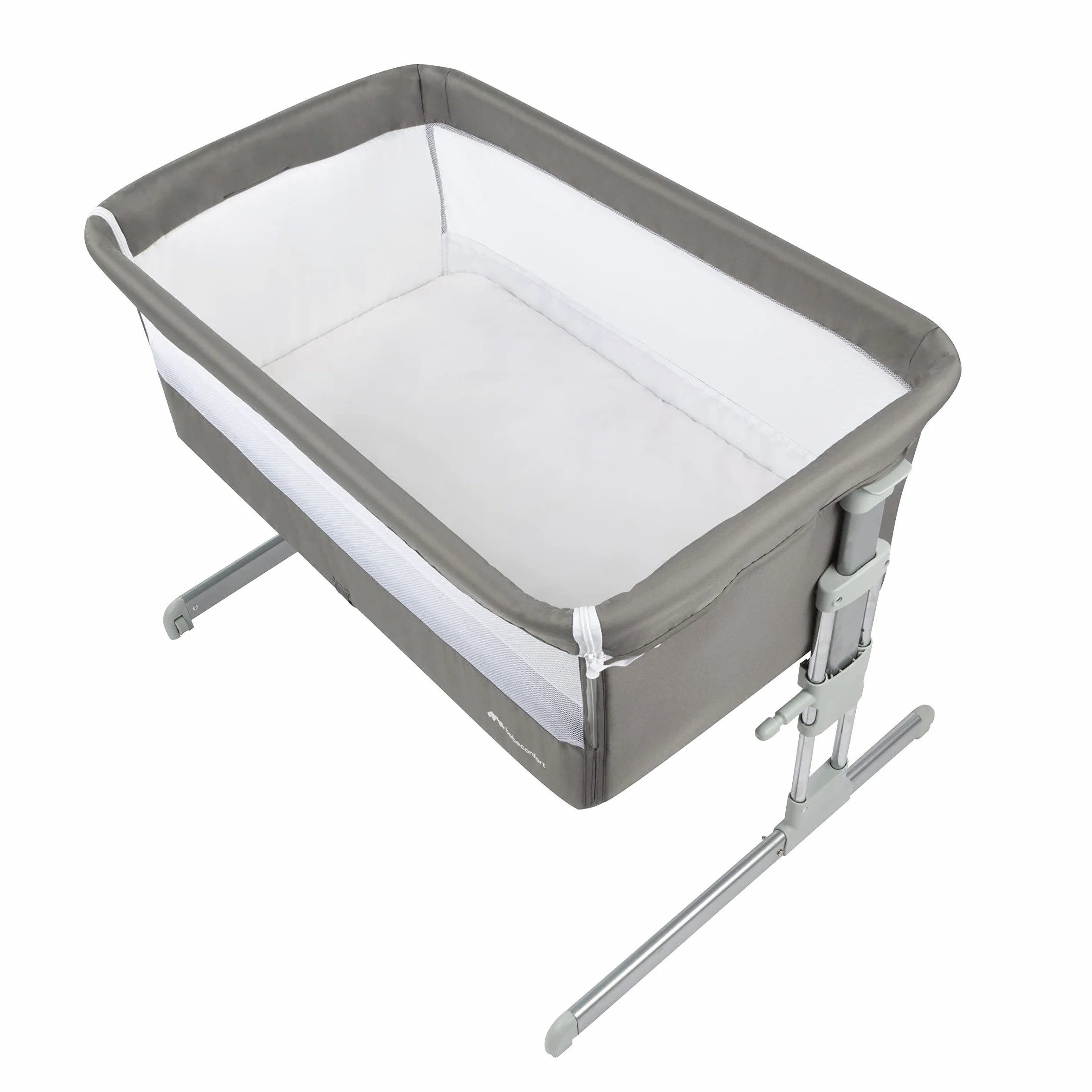 Bebeconfort Calidoo Lit Cododo Bébé Berceau 2-en-1 0-6 mois 0-9 kg Inclinable 5 Hauteurs Grand Matelas Rembourré Côtés Filet Gris Gris