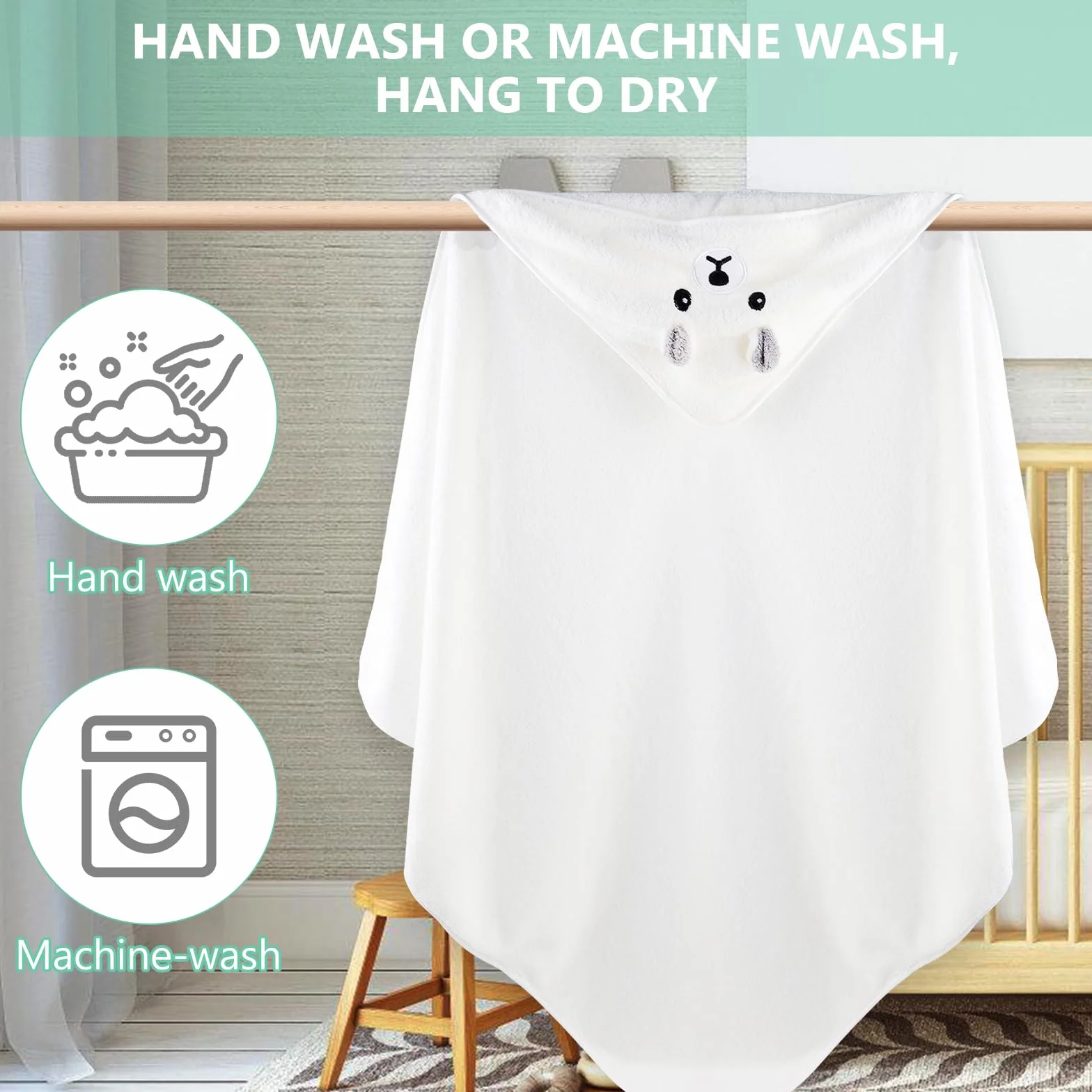 Cape de Bain Bébé 3 Pièces Sortie de Bain Serviette 80x80 cm Coton Poncho Doux Absorption Forte Fille Garçon